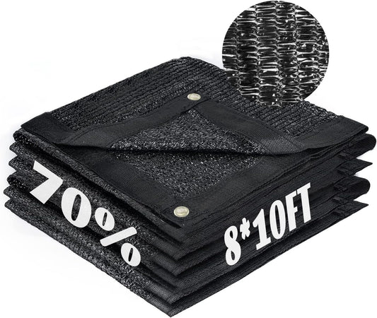 Cool Area 70% Sun Shade Cloth Mesh Tarp with Grommets for Plant Cover 8x10ft Patio Canopy Garden Pergola Greenhouse Car Barn Kennel Black