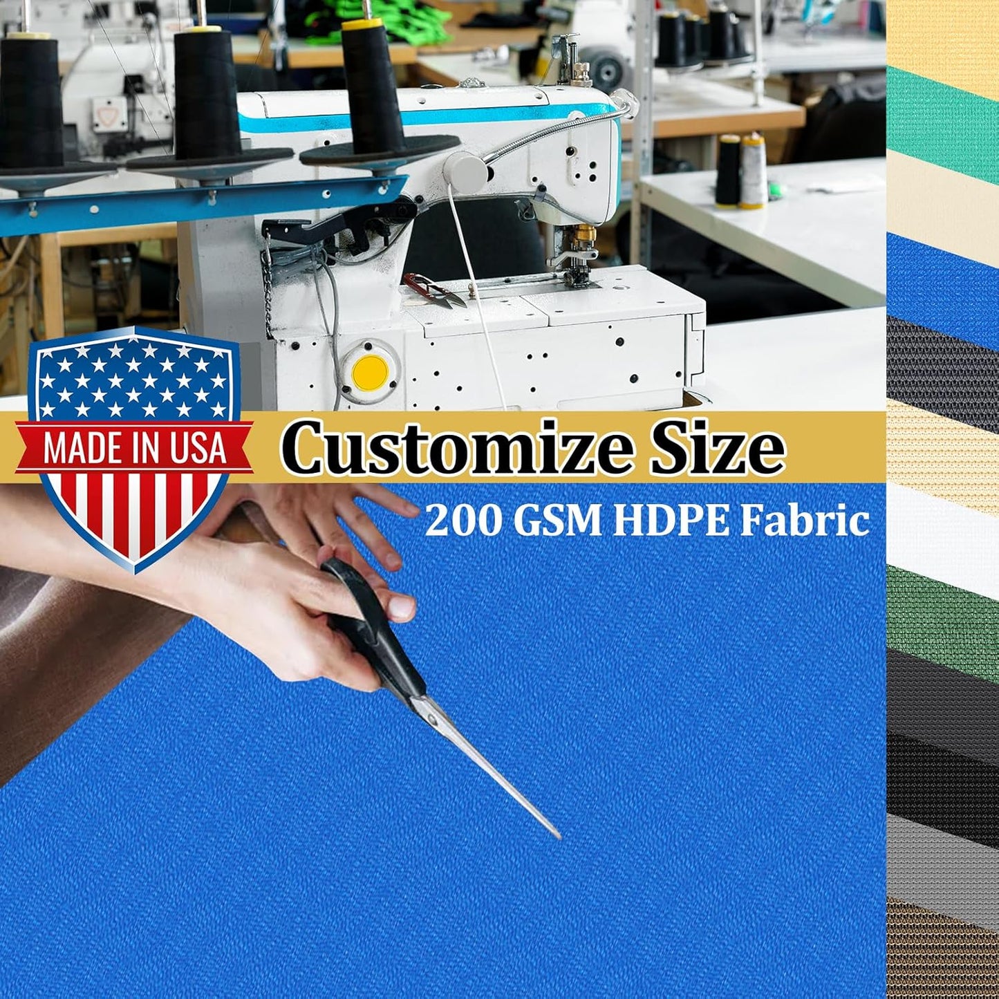 Shade&Beyond Customized Size 90% Sun Shade Cloth with Grommets, 7' X 14' Pergola Shade Cover Canopy, Mesh Tarp Sun Screens for Patio, Outdoor, Garden, Backyard GN01, Blue