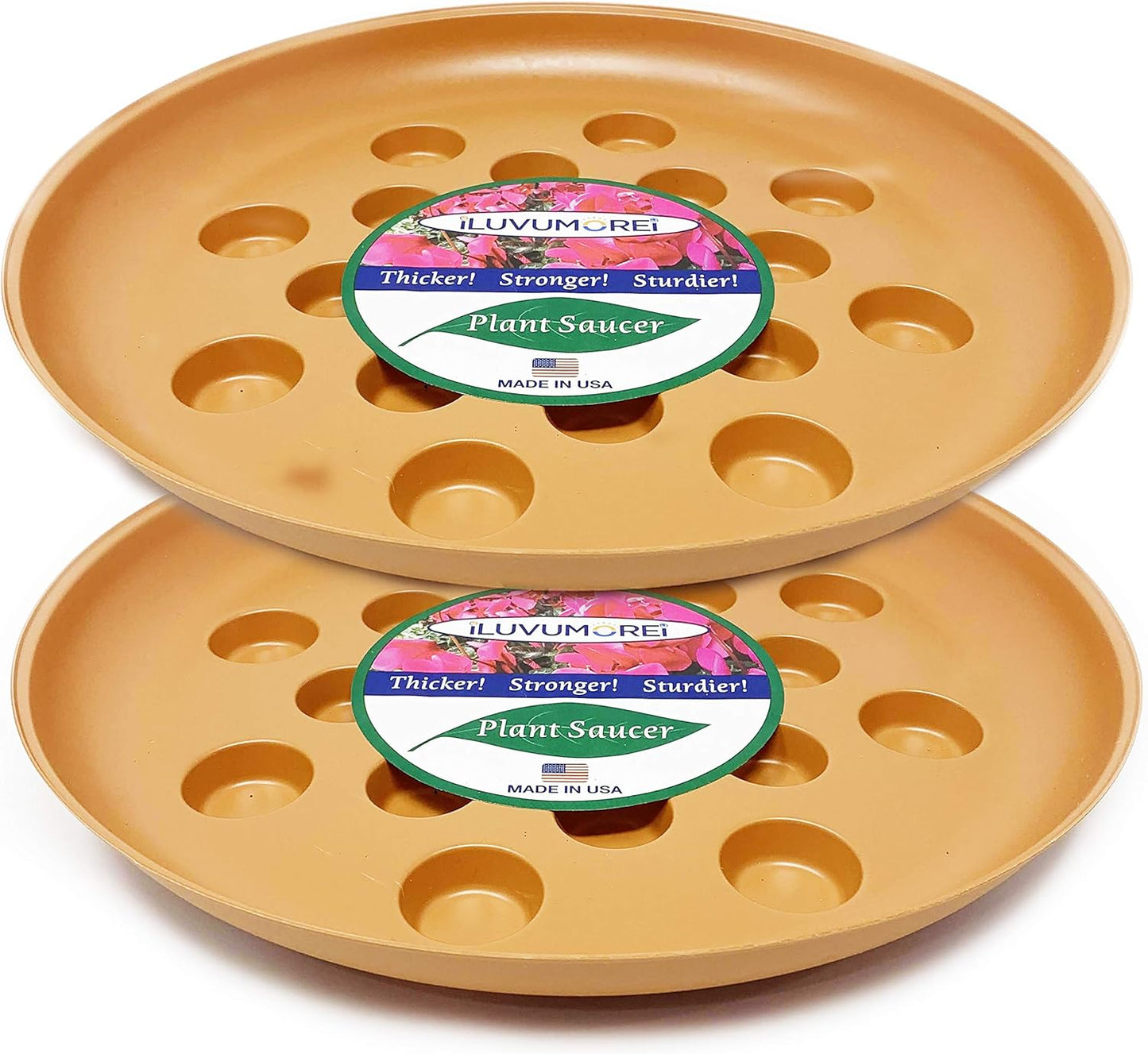 2 Pack of 12 inch Plastic Terracotta Colored Round Plant Saucer, Lighter Plastic Tray for Indoors and Outdoors, Durable Flower Pot Planter Saucers (2 Pack - 12")