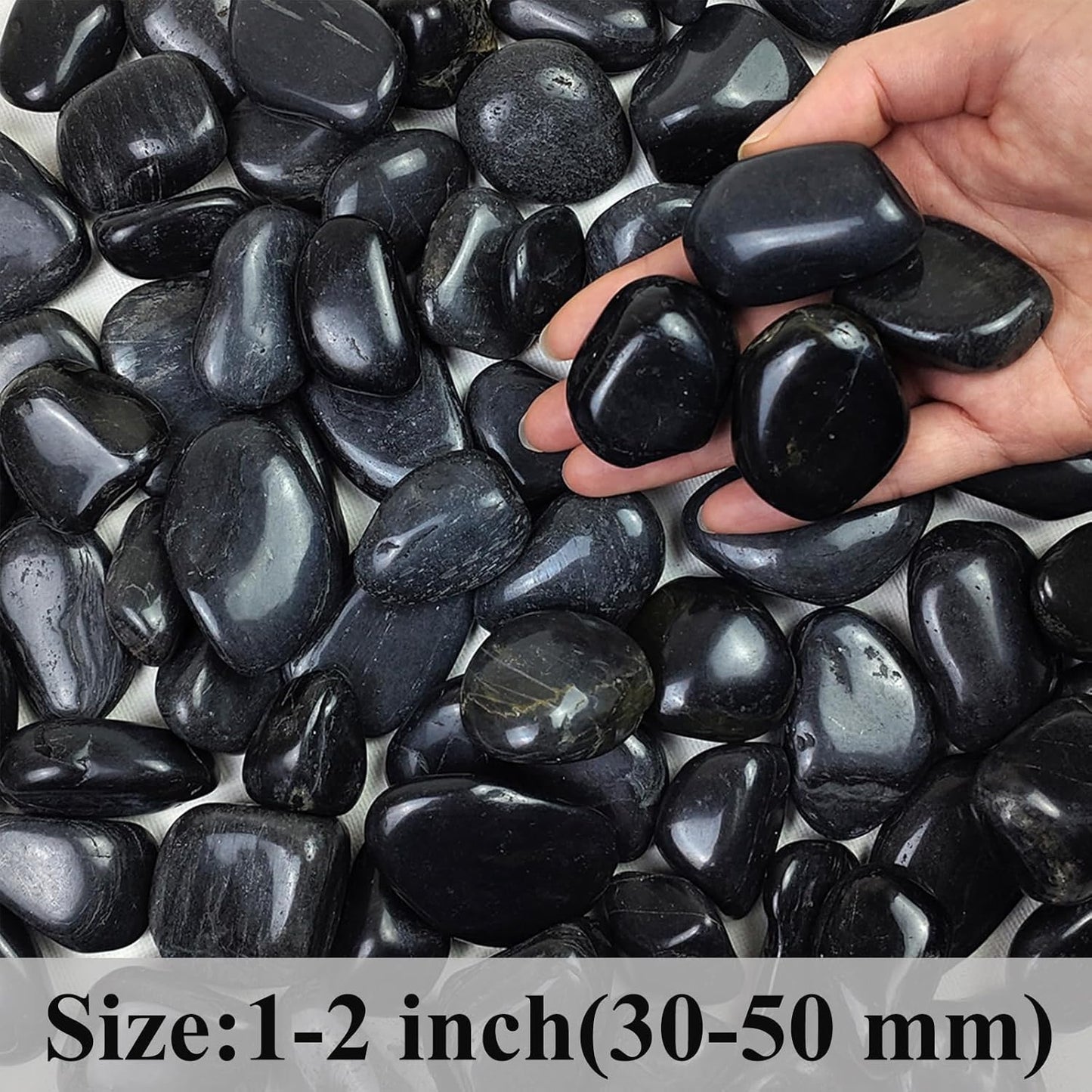 20 lbs Decorative Black River Rocks for Plants, 1-2 inch Natural Black Pebbles for Indoor Plants, Plant Rocks, Rocks for Outdoor Landscaping, Vase, Decorative Stones and Garden Rocks
