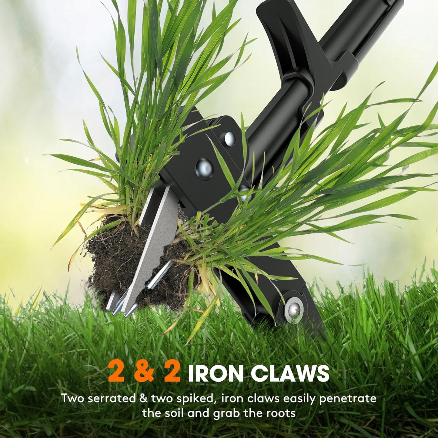 4-Claw Weed Puller Tool, 42" Stand Up Gardening Hand Weeding Tool, Upgraded Iron Claw Garden Weeder with D-Handle, Root Weeder Tool with Weed-Eject Design - Standing up Mowing is Easier