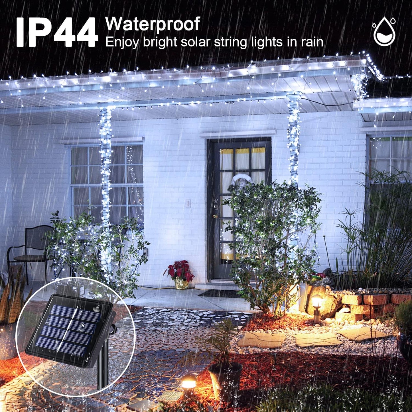 JMEXSUSS 2 Pack Solar String Lights Outdoor Waterproof, Total 400 LED 151FT Solar Christmas Lights Outdoor, 8 Modes White Solar Light for Outside Yard Patio Tree Garden Christmas Decorations