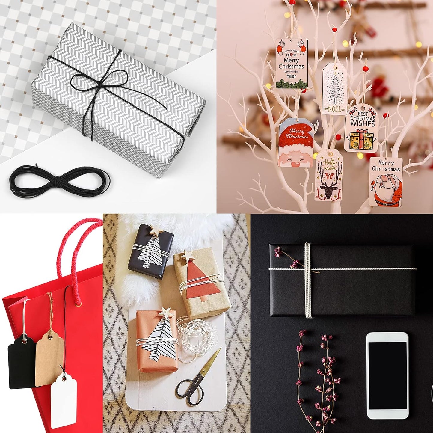 Anvin Cotton Twine - Natural Jute Packing & Wrapping Twines (Black, White) - 984 Feet, 10 Ply, 2mm Thick - Ideal for Bakers, Butchers, Arts & Crafts, Gardening - Pack of 3