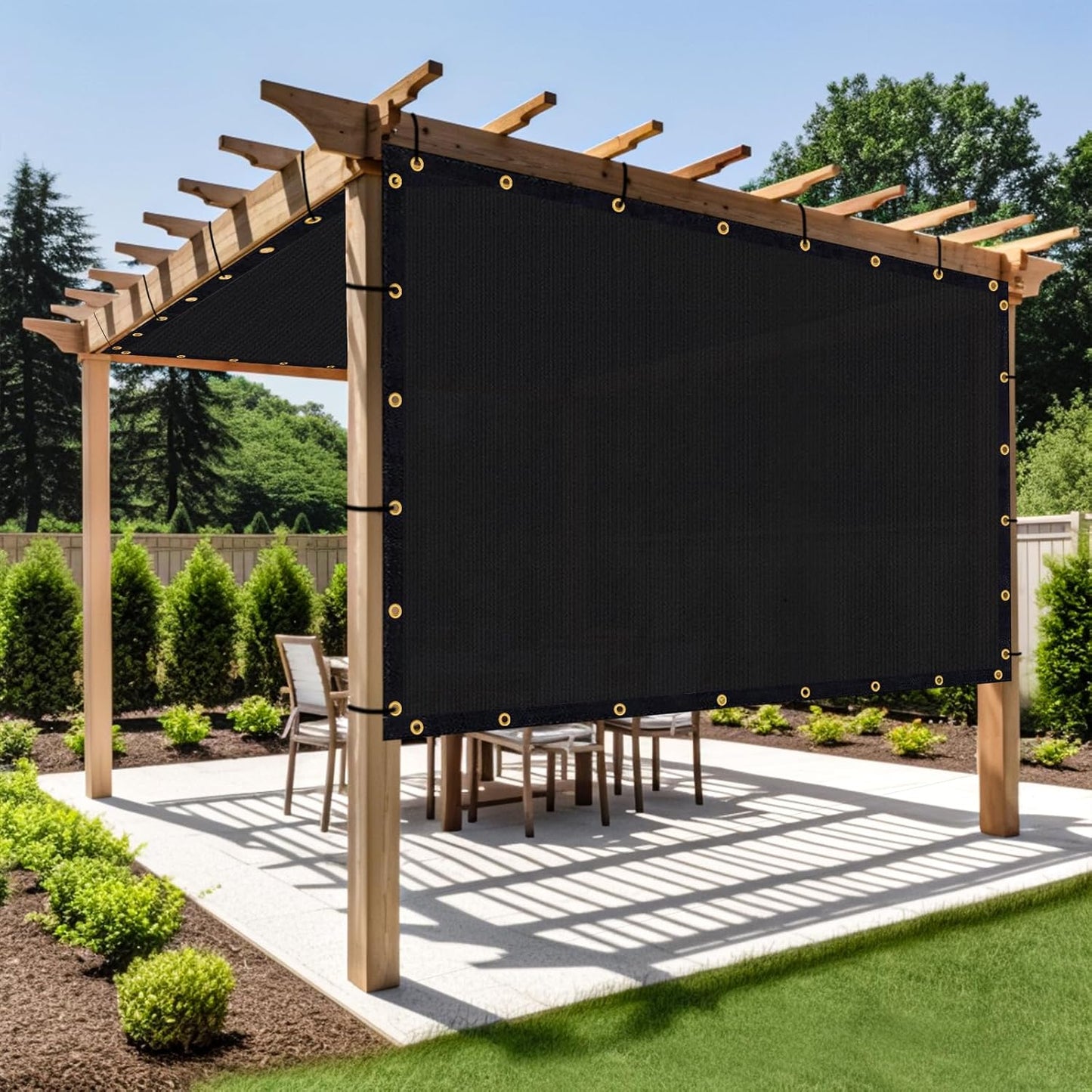 Shade&Beyond Customized Size 8' X 19' Shade Cloth with Grommets, 90% UV Protection UV Protection Mesh Tarp Sun Screens for Patio GN01, Black