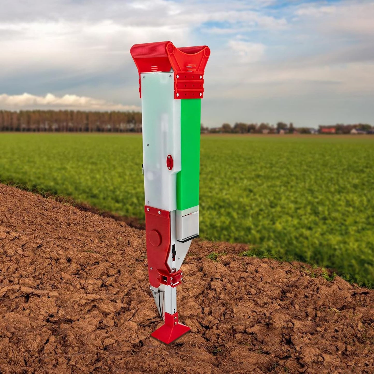 Stand-Up Manual Seeder, Adjustable Depth & Height Hand Planter Precision Sower Seed Dispenser Small Seed Distributing Tool with Interchangeable Mold for Corn Soybean Peanut Garden Planting