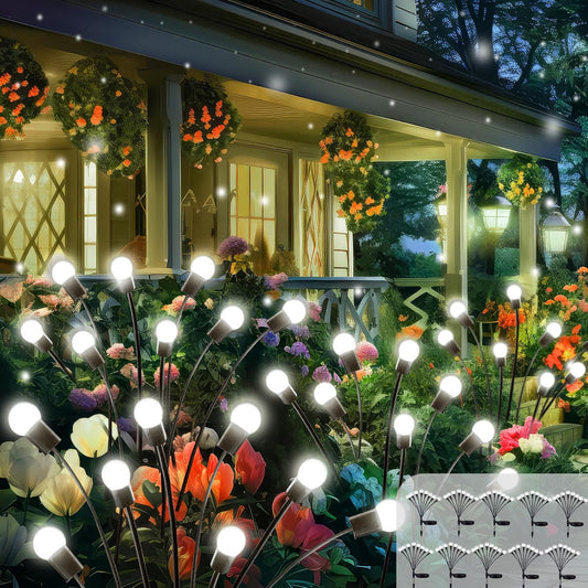 BOSSERN 2025 Solar Lights Outdoor Waterproof, 10 Pack Solar Garden Lights, Firefly Light Outdoor Waterproof, Twinkle Swaying Fairy Light for Yard Patio Pathway Garden Decoration (Cold White)
