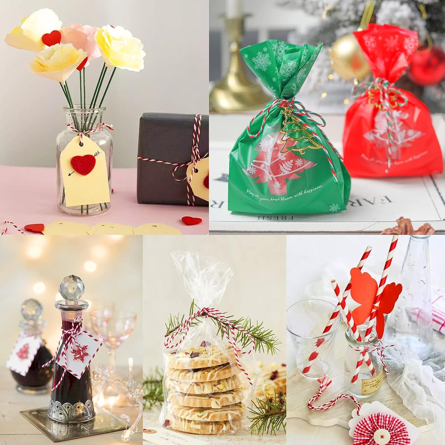 Anvin Natural Jute Twine - 984 Feet, 10 Ply, 2mm Thick, Green, Red, White (Pack of 3) - Bakers, Butcher, Baking, Arts & Crafts, Gardening