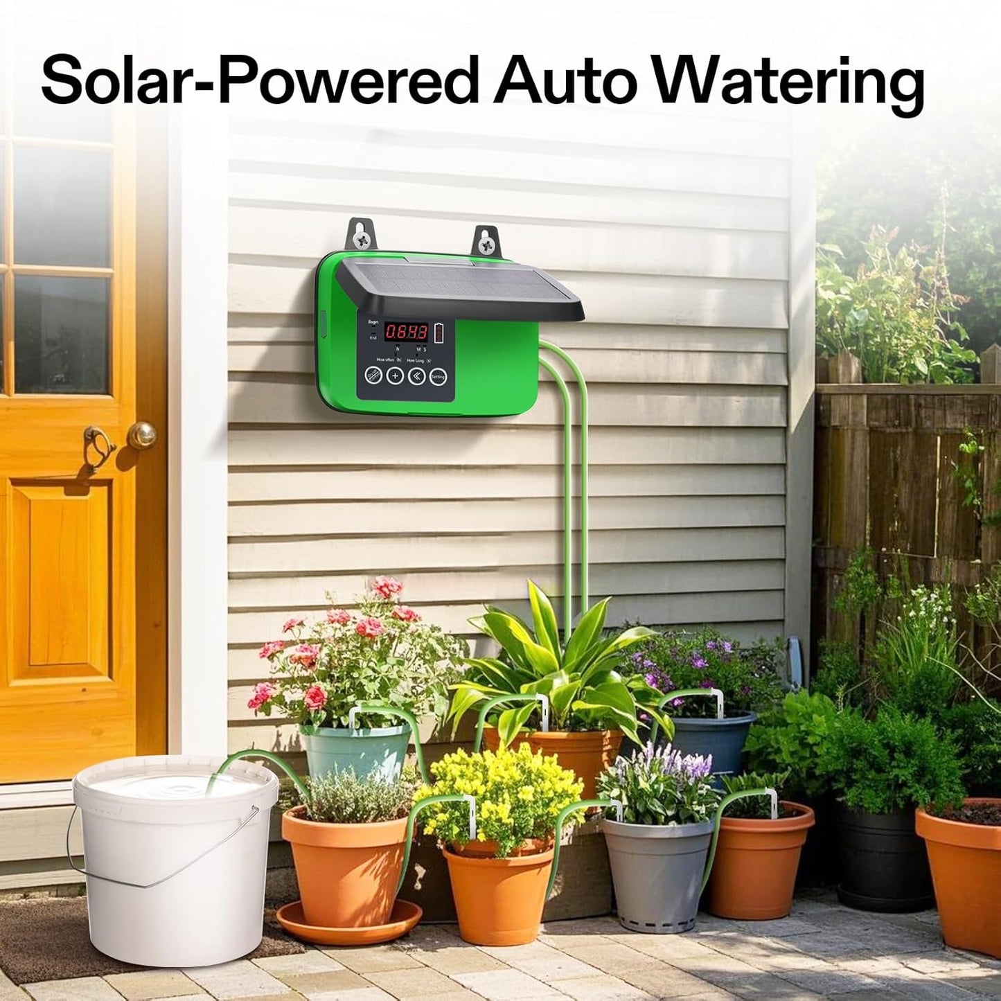 VIVOSUN Solar Automatic Drip Irrigation Kits with Timer, 3W Output, Solar Powered Auto Drip Irrigation System, 15 Pots Garden Plant Watering System, Plant Waterer Indoor Outdoor