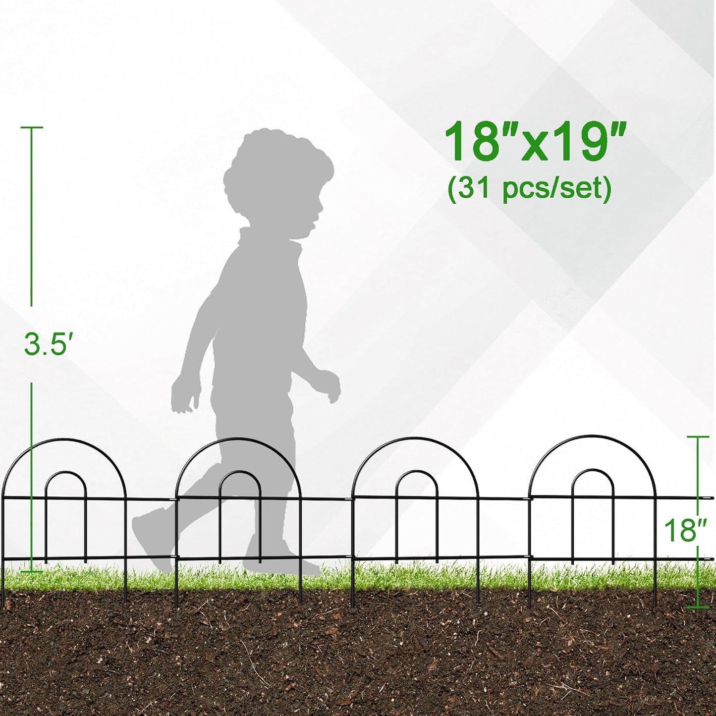 Decorative Black Garden Border Fence 18inX50ft Metal Wire Edging Flower Bed Folding Fences Panel Outdoor Garden Fencing Patio Edge Landscape for Yard