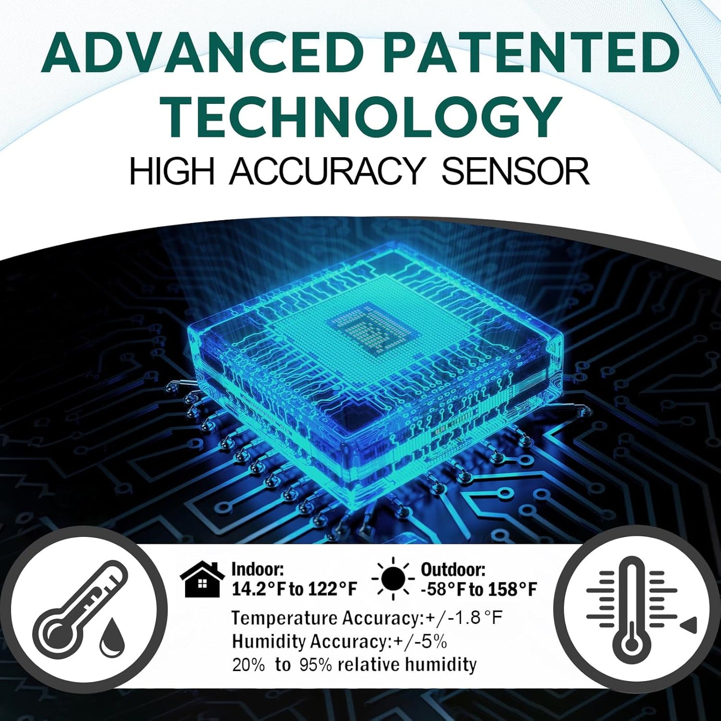 OBET Weather Station Wireless Indoor Outdoor Thermometer with 3 Sensors, Temperature Humidity Monitor with Alerts 500ft Range and 3 Adjustable Brightness