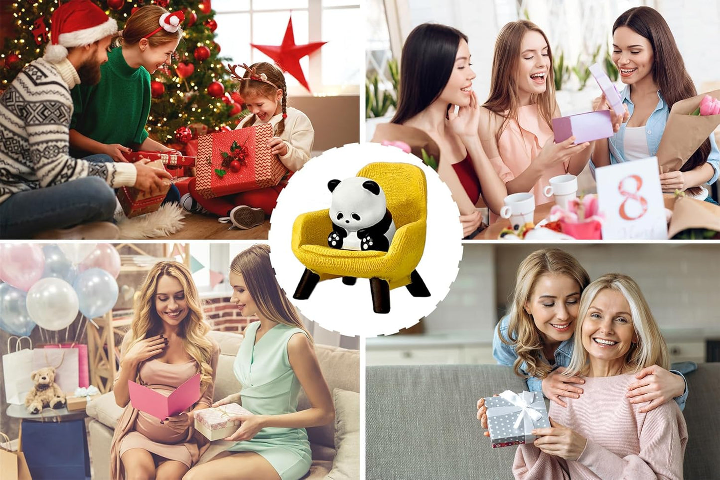 Miniature Frog Figurines, Cute Frog Desk Accessories for Desk Decor, Funny Gifts for Garden Decor, Mini Resin Animal Garden Statues (Panda)