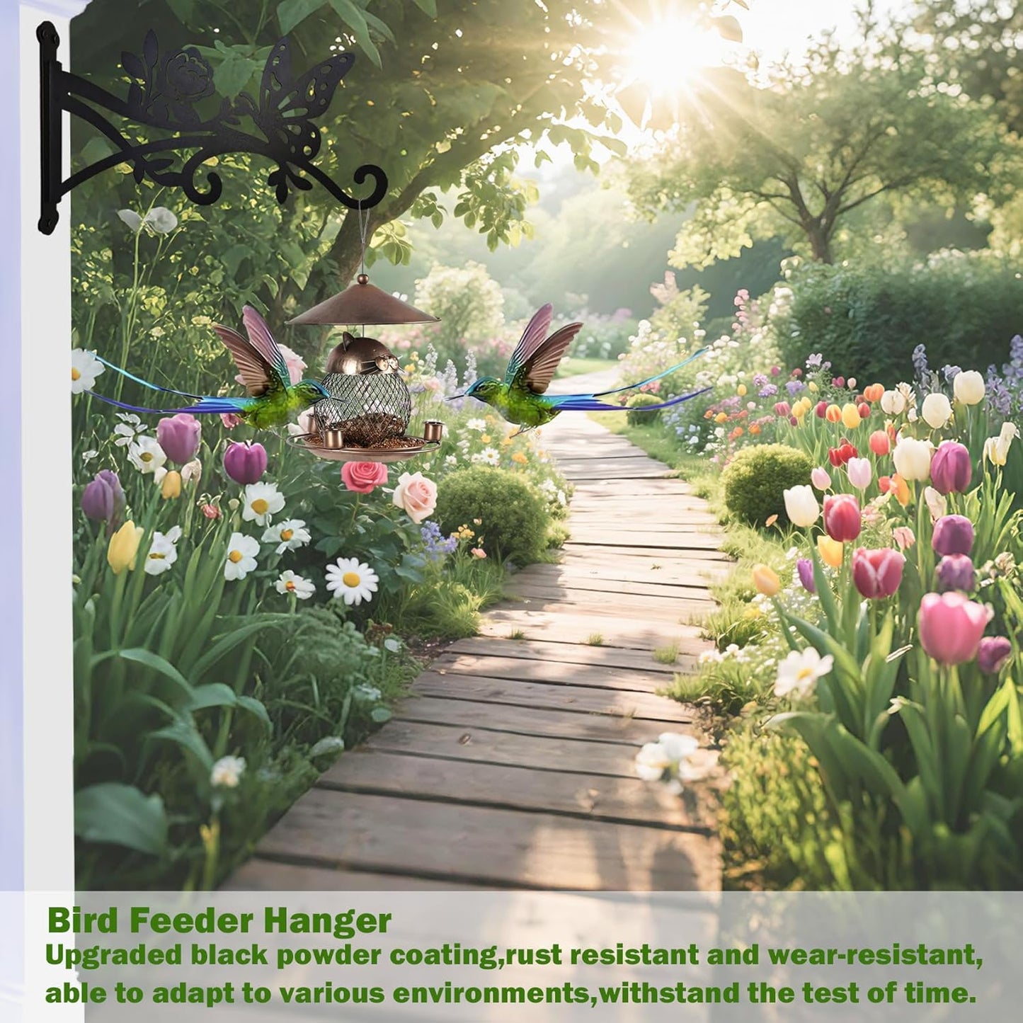 2 Pack Plant Hanger Hooks-12in Hanging Basket Hook-Heavy Duty Metal Wall Hanger with Butterfly Pattern-Plant Bracket for Outdoor & Indoor Hanging Plants,Bird Feeder,Lantern