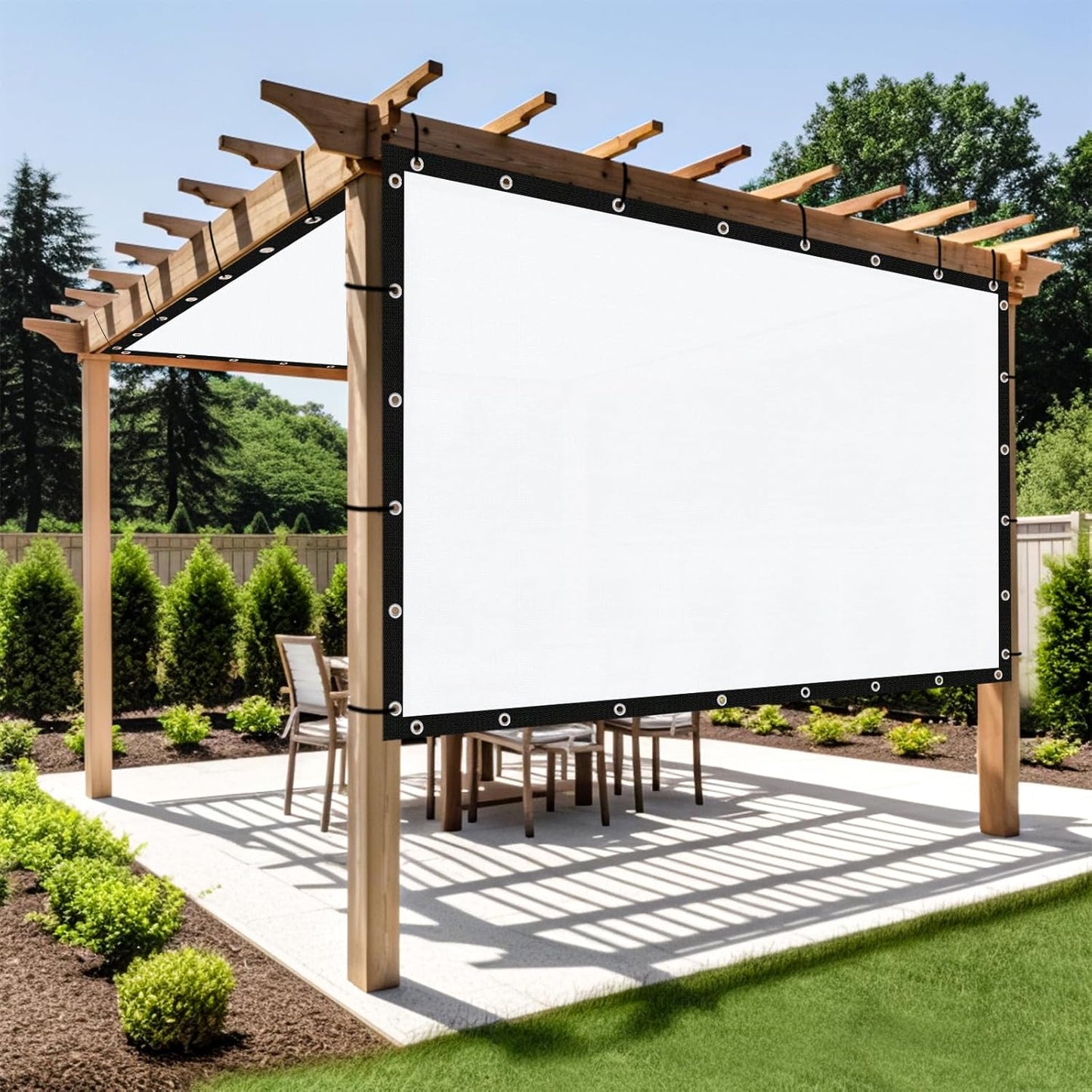 Shade&Beyond Customized Size 90% Sun Shade Cloth with Grommets, 10' X 16' Pergola Shade Cover Canopy, Mesh Tarp Sun Screens for Patio, Outdoor, Garden, Backyard GN01, White