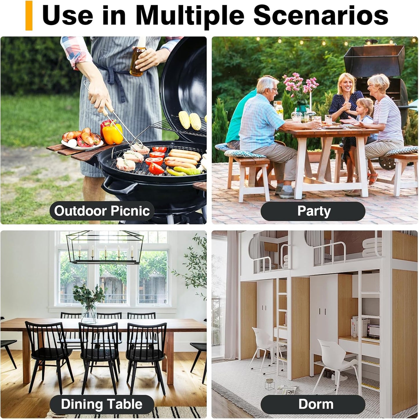 TAVR Furniture Portable Folding Chair with Handle, Heavy Duty Round Fold Stool Chair with 500lbs Capacity for Adults, 18 Inch Foldable Stool for Dorm, Kitchen, Vanity, Church and Outdoor use