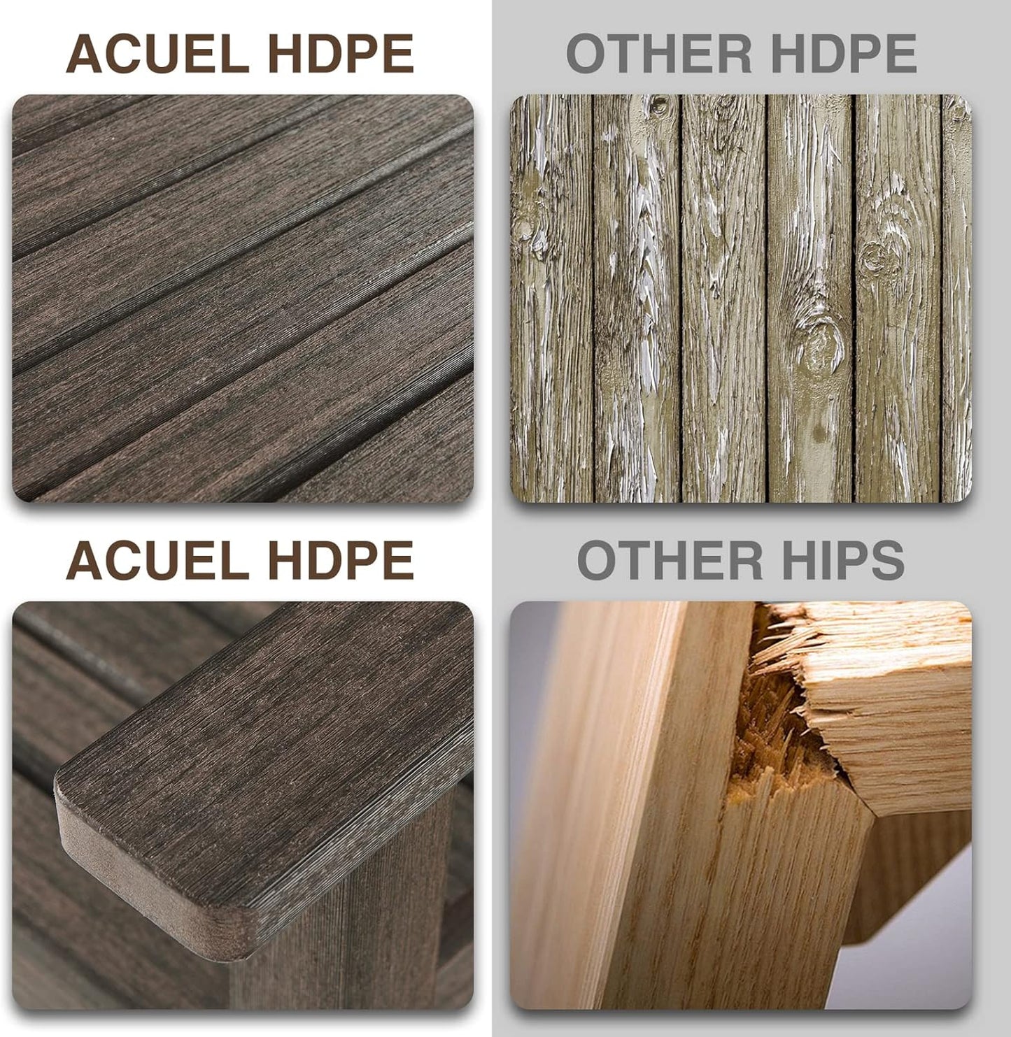 Outdoor Bench, 3-Person Garden Bench, Poly Lumber Patio Bench for Outdoors, Porch, and Park (Dark Brown)