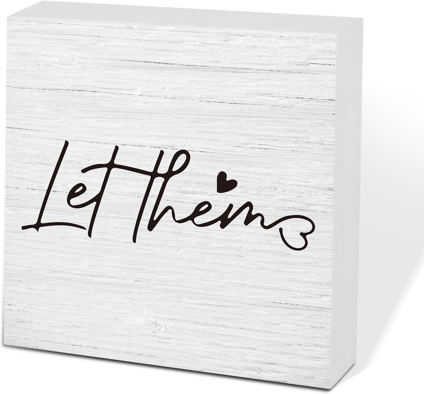 Let Them Wooden Sign, Desk Decorations For Women Office, 5x5 Inch Farmhouse Funny Office Decor Wood Box Sign, Desk Shelf Cubicle Accessories, Appreciation Gifts for Coworkers Boss, 06