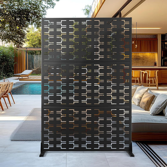 Outdoor Privacy Screen,72" H×47" W Metal Privacy Screen, Freestanding Privacy Fence Panels for Patio
