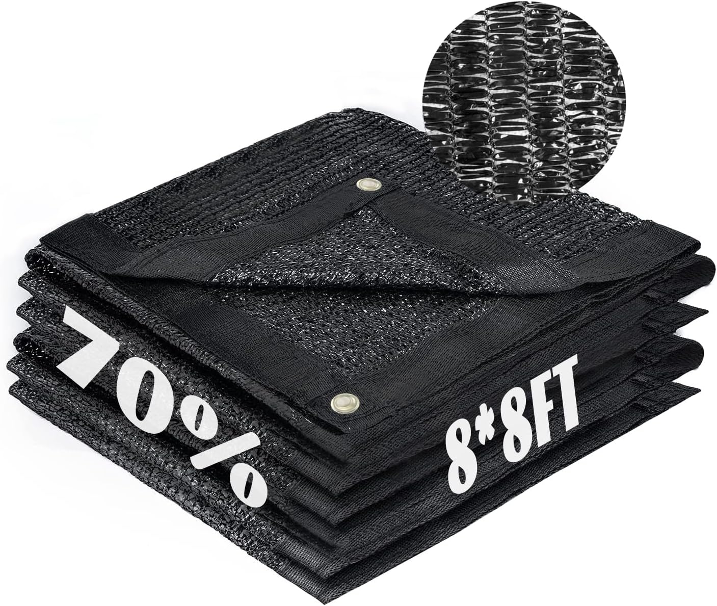 Cool Area 70% Sun Shade Cloth Mesh Tarp with Grommets for Plant Cover 8x8ft Patio Canopy Garden Pergola Greenhouse Car Barn Kennel Black