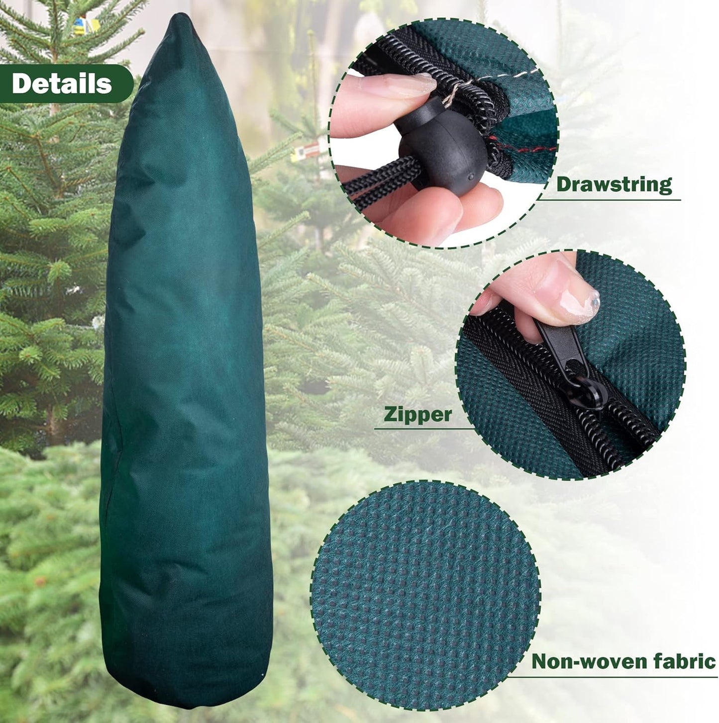 EBaokuup Zip A Tree Plant Covers Freeze Protection,79" H x 24" W Frost Blankets for Outdoor Plants,Warm Plant Protection Cover Bags for Cedars, Juniper, Cypress Trees (Medium)