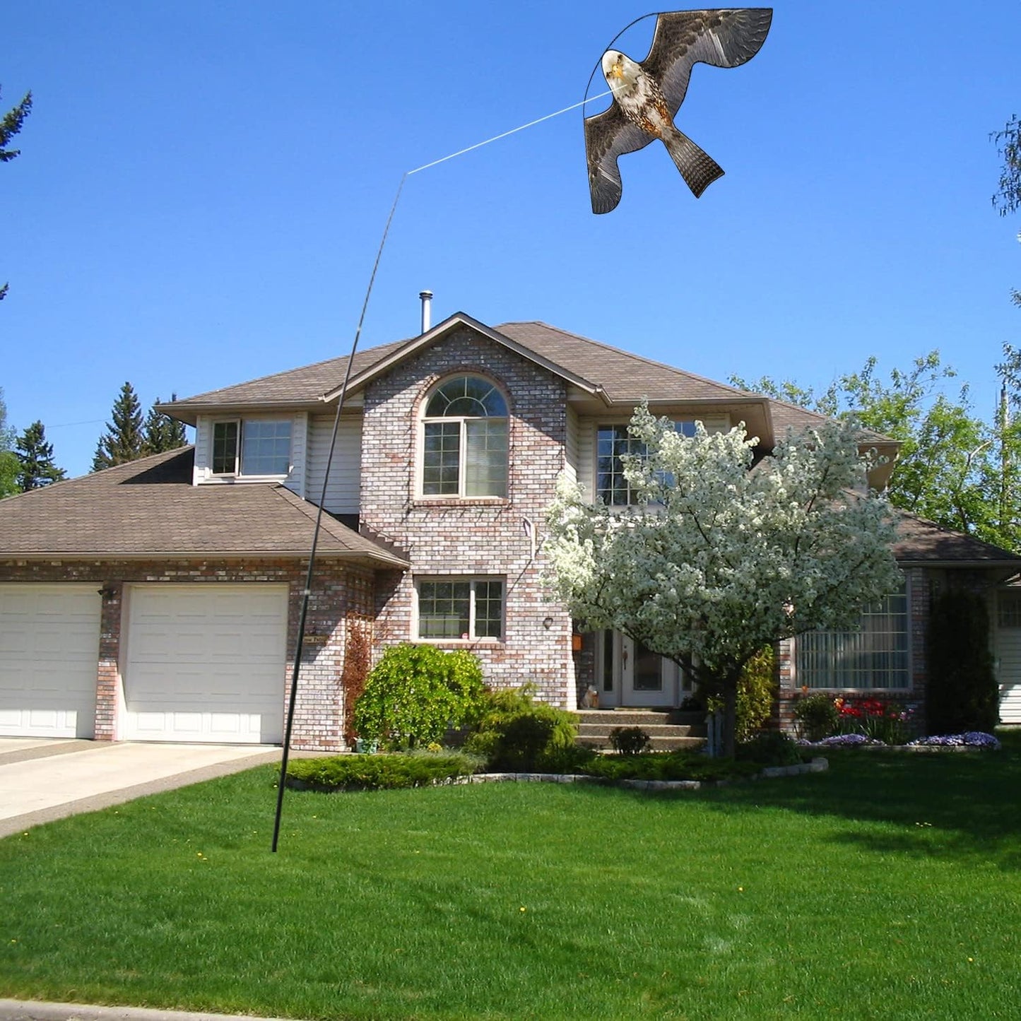 Bird Hawk Flying Kite with Pole Crops Farm Protector Bird Scarer Flying Kite with 6m Pole-Style B