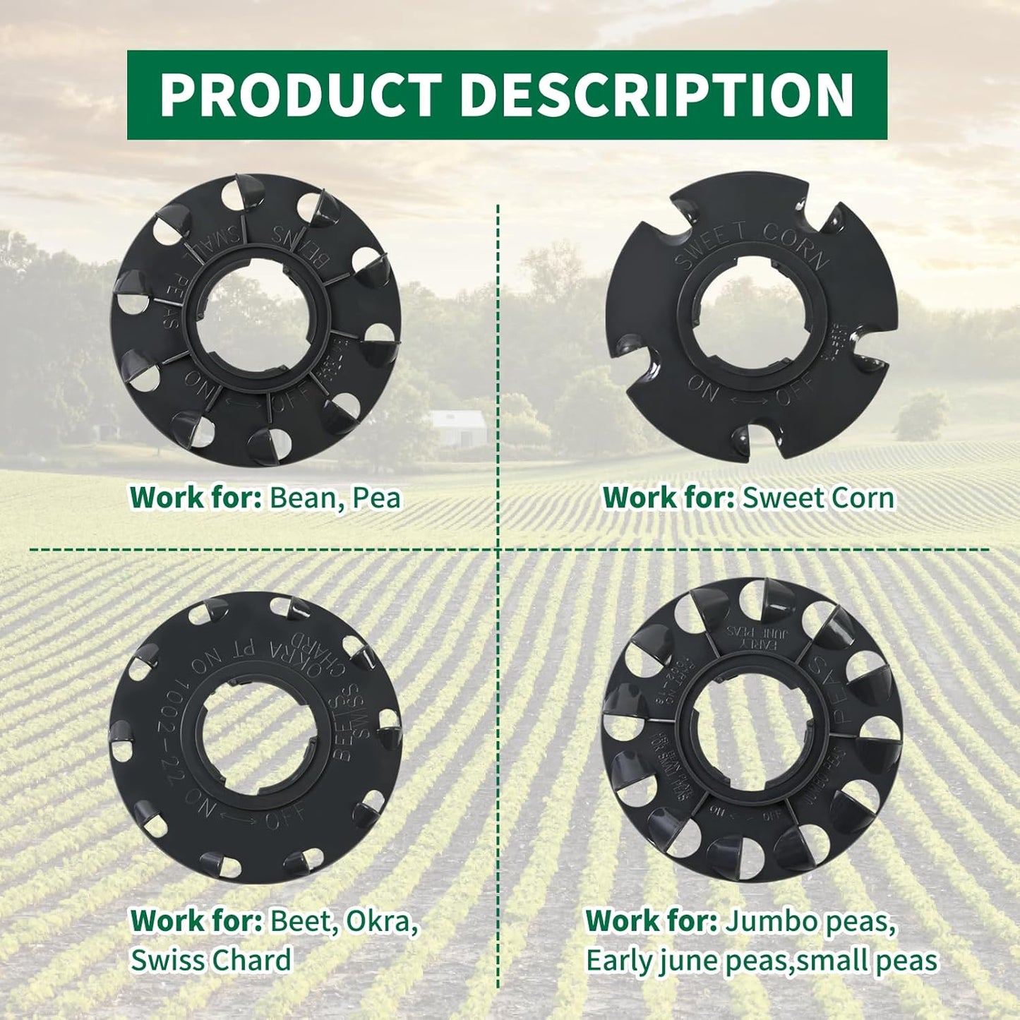 60009 Set 6 Standard Seed Plates Compatible with Earthway 1001-B Seeder,Works for: Sweet Corn, Radish, Leek, Asparagus, Spinach, Carrot, Lettuce, Turnip, Cabbage, Endive,Onion, Tomato, Bean