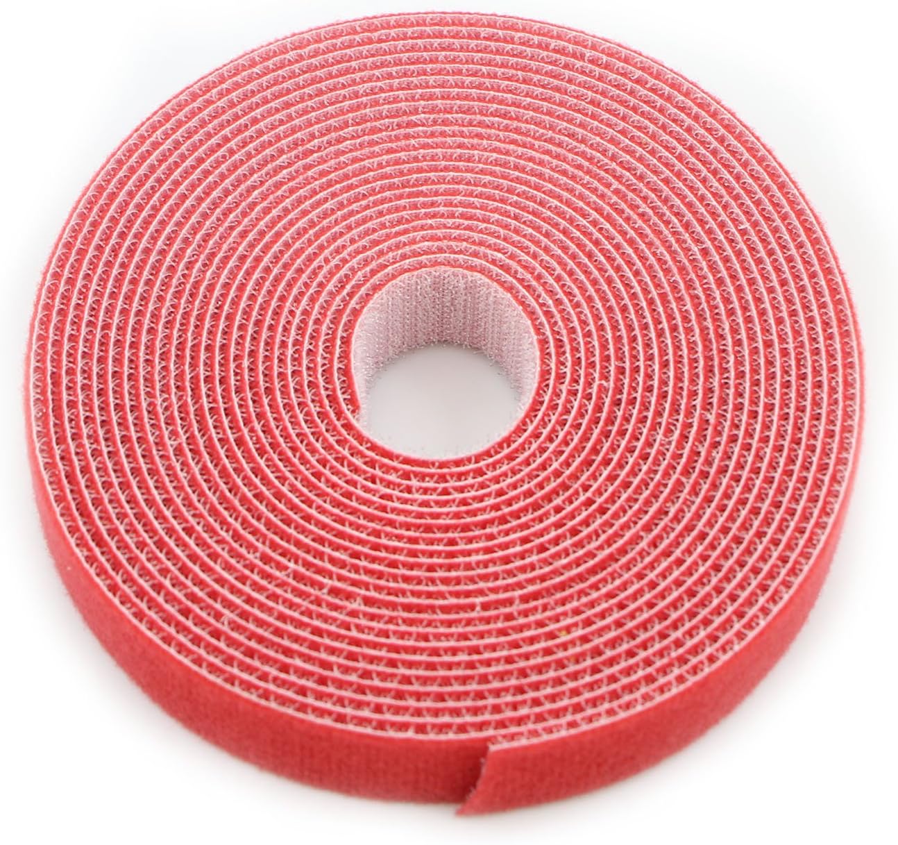 Reusable Fastening Tape Cable Ties 3/4 Inch Double Side Hook Roll (5 Yard, Red)