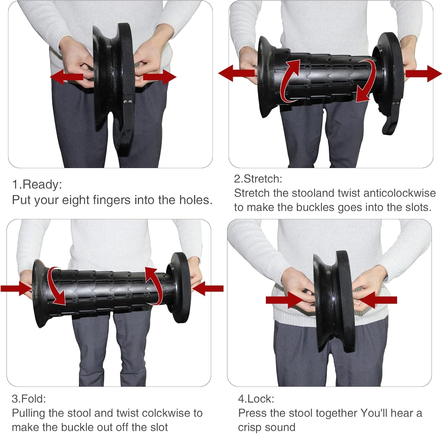 ALEVMOOM Upgraded 20.4" Portable Collapsible Folding Stool with Cushion Retractable Telescoping Stool for Adults Sturdy Capacity 550lbs Camping Chair for Outdoor Hiking Garden BBQ with Bag