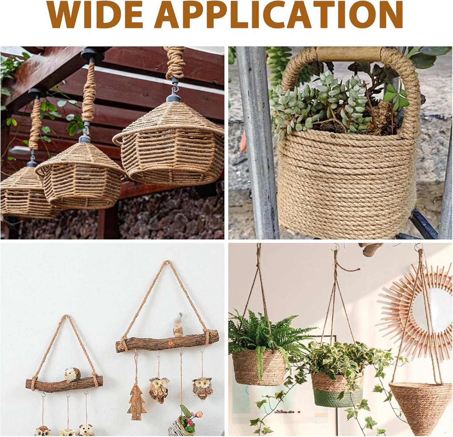 8mm Thick Jute Twine, 246 Feet 4Ply Jute Rope for Crafts, Heavy Duty Twine String for Gardening, Crafting, Bundling, Cat Scratching Post, Home Decor