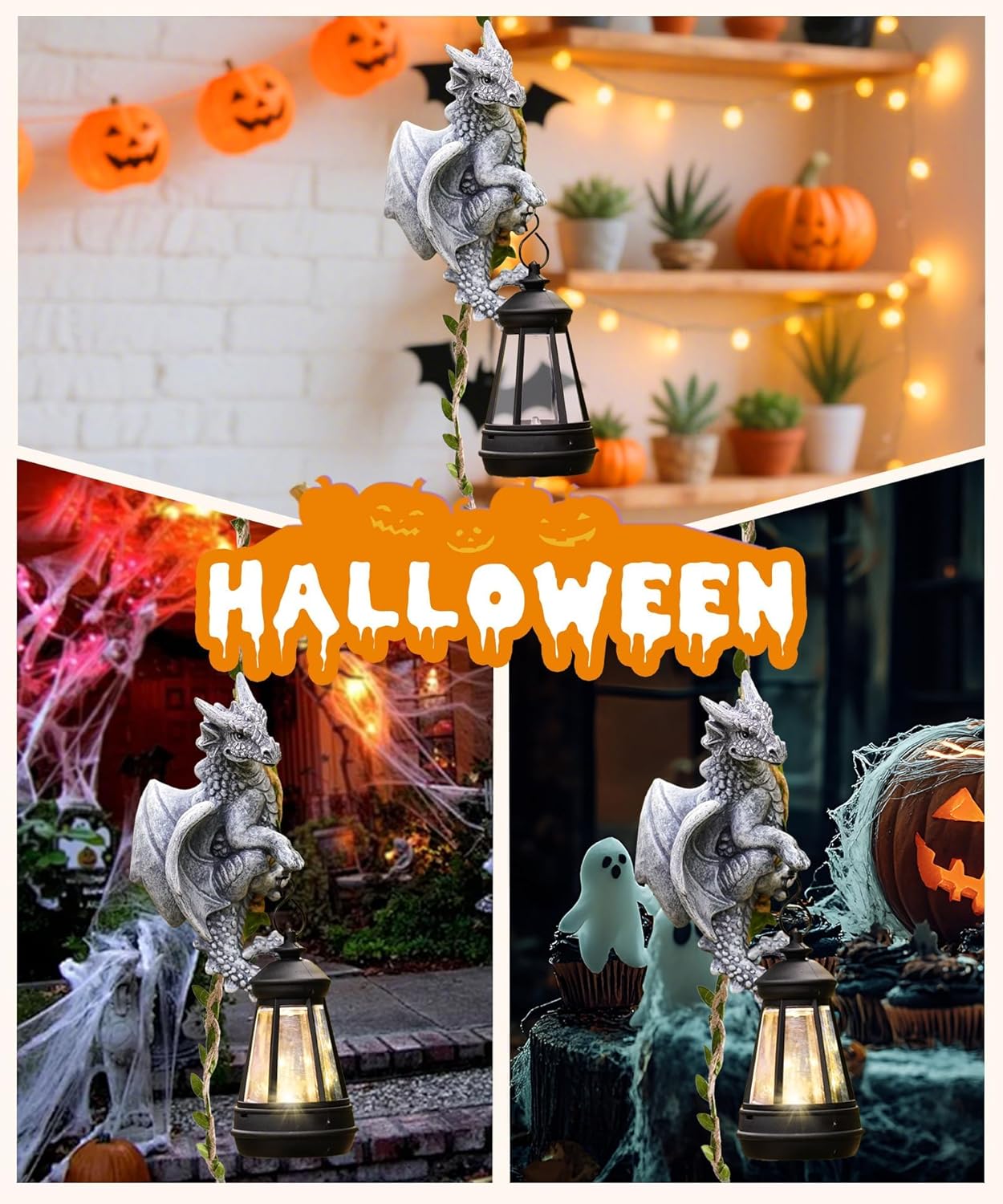 Dragon Outdoor Statue with Lantern: Resin Decor for Garden Patio Yard Wall Decoration - Ideal Gardening Gifts for Mom Grandma Women