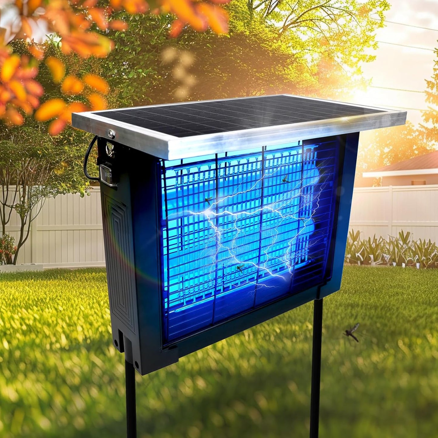 Powerful Solar Bug Zapper Outdoor for 2000 sq.ft with 13FT Extension Cord, Poartable Rechargeable Mosquito Zapper with High Powered, Cordless Solar Fly Zapper for Patio Garden Backyard RV Camping