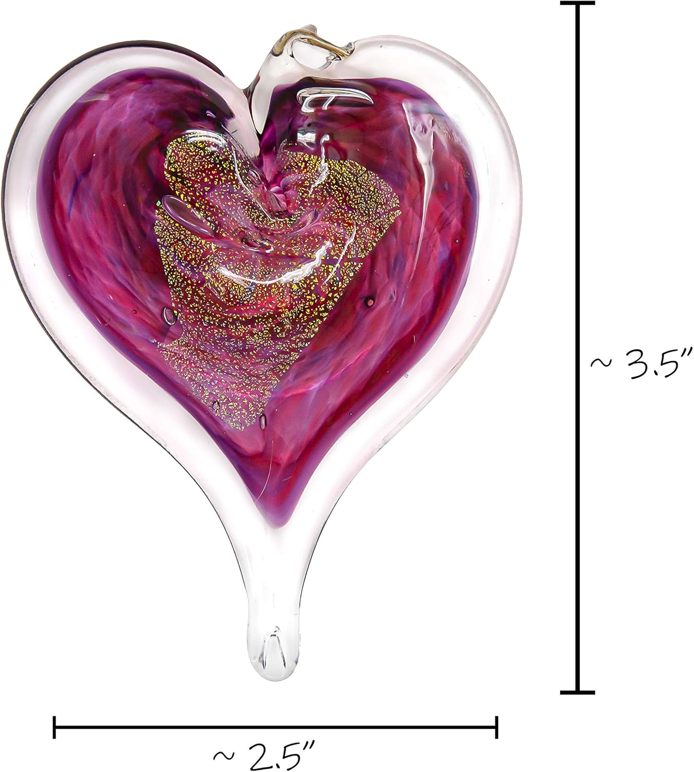 Luke Adams Glass Hanging Hearts – Hand Blown Glass Heart Ornament for Windows or Gifts – Colorful Blown Glass Hearts Decor (June - Alexandrite)