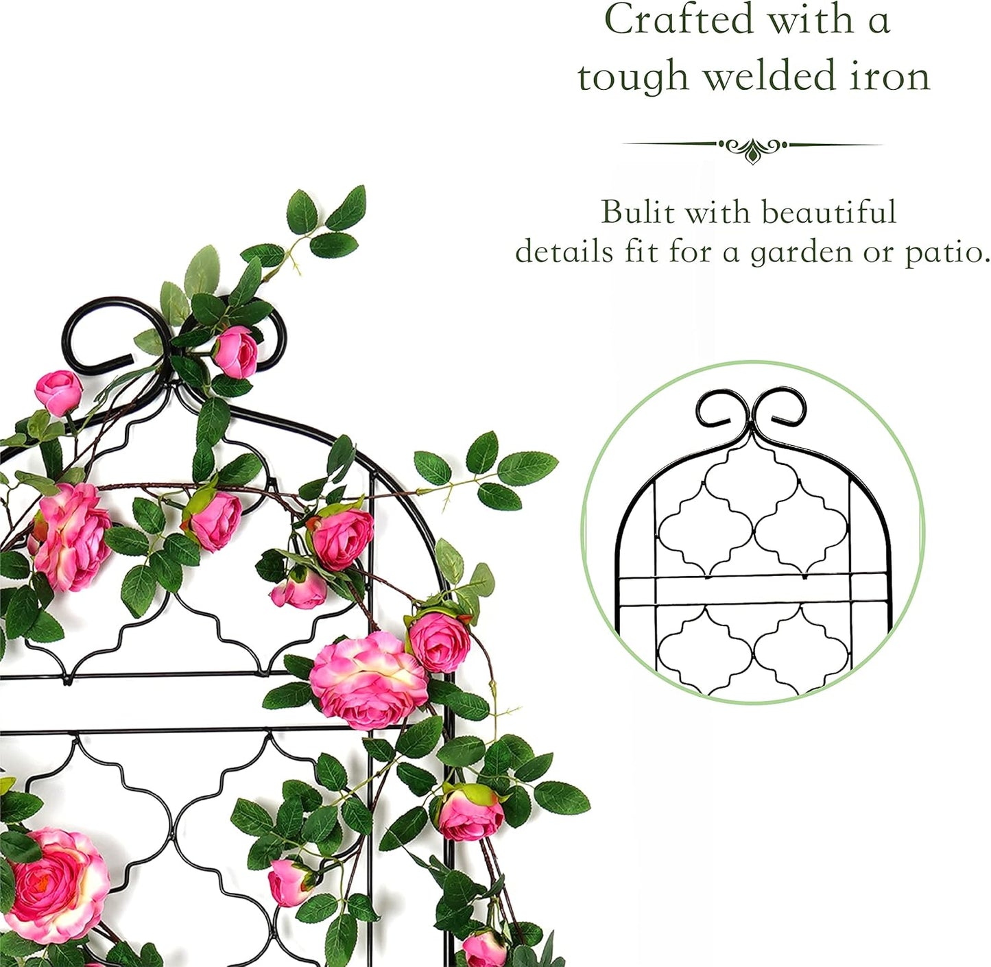 Garden Trellis for Vines and Climbing Plants Outdoor, Iron Wire Lattices Grid Panels for Potted Climbing Pergola Cucumber Tomato Rose Vegetable Flower Plant Trellises (60 * 16 Inch, Pack of 2, Black)