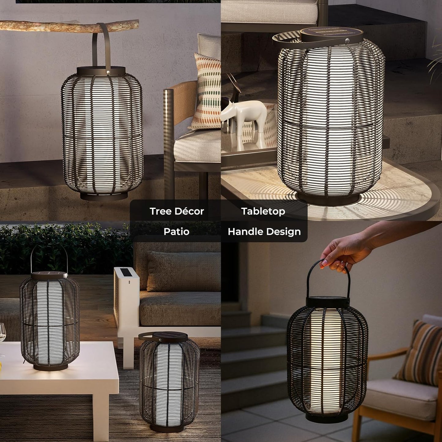 Solar Yard 1-Pack Outdoor Solar Lantern Lamp, Water-Resistant Boho Lights for Outside Hanging Lantern Table Lights Decoration for Garden, Patio, Porch, Trees, Pathway, Black