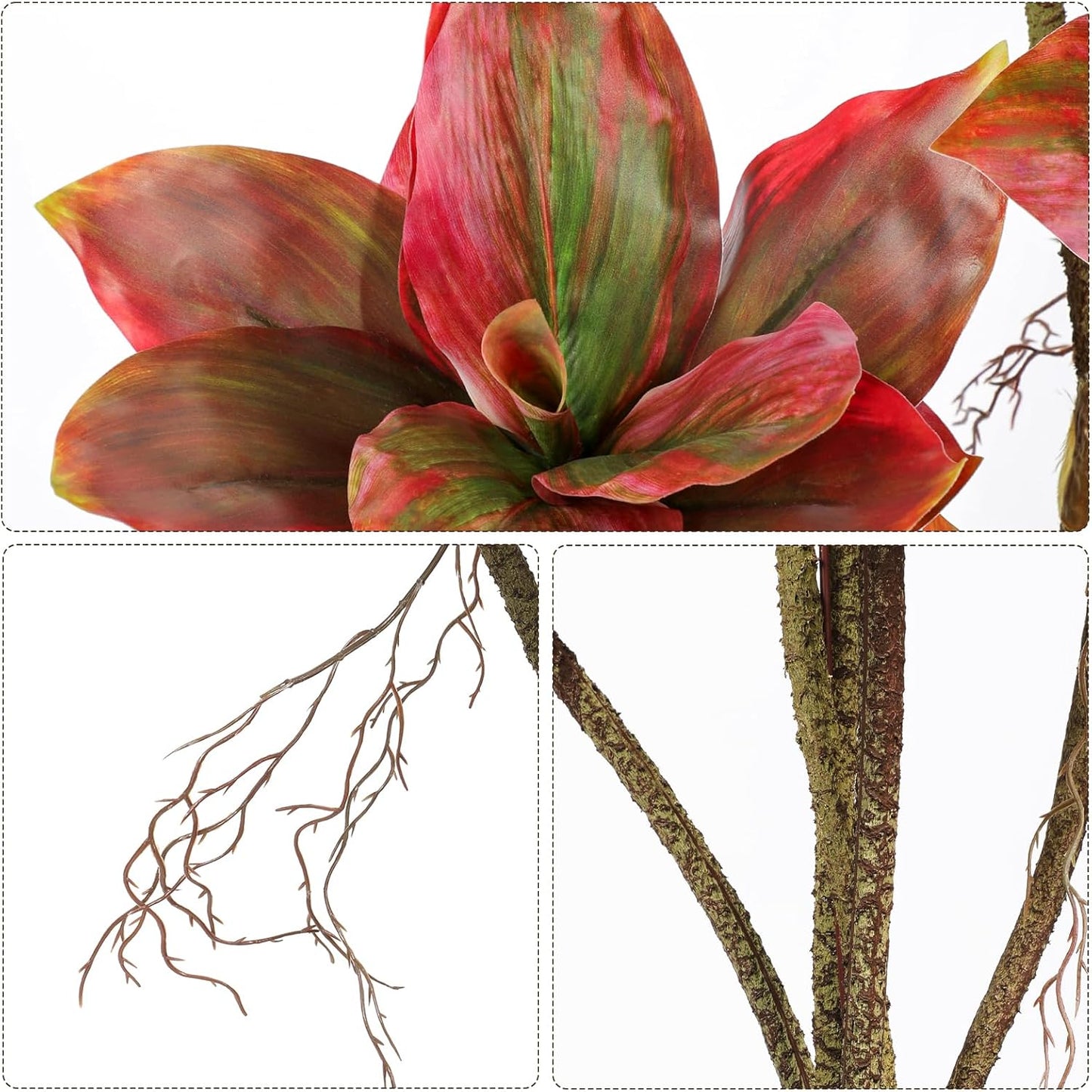 Artificial Tree 2.95Ft Faux Agave Plant Fake Tropical Yucca Palm Tree with 6 Heads in Pot Fake Dracaena Plants Tree for Home Decor Modern Office House Decoration Housewarming Gift Pink