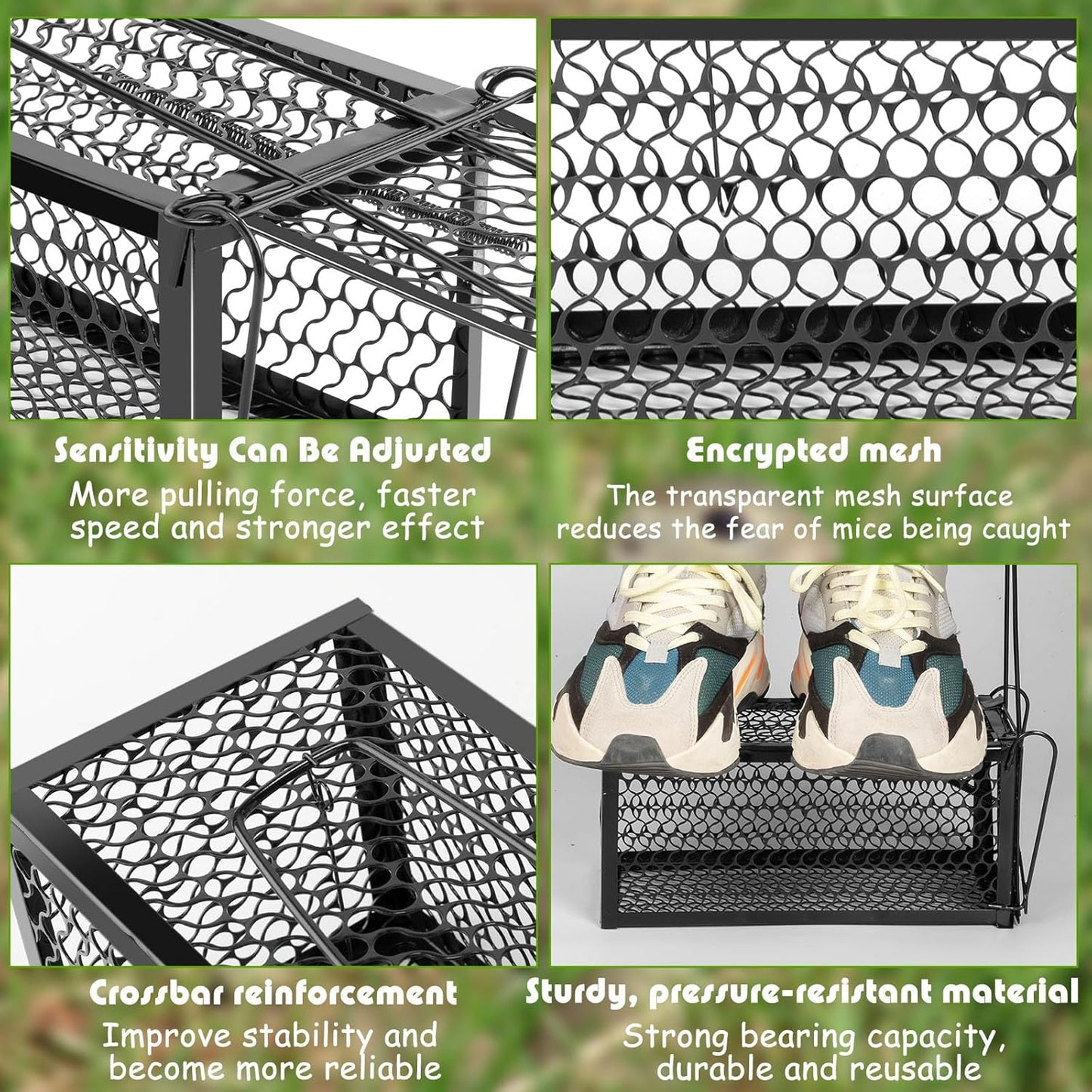 Qualirey 2 Pcs Humane Rat Trap Chipmunk Rodent Mouse Squirrel Trap 11 x 6 x 6 Inches Live Animal Mouse Voles Hamsters Live Cage Rat Cage for Mice Easy to Catch and Release, Black