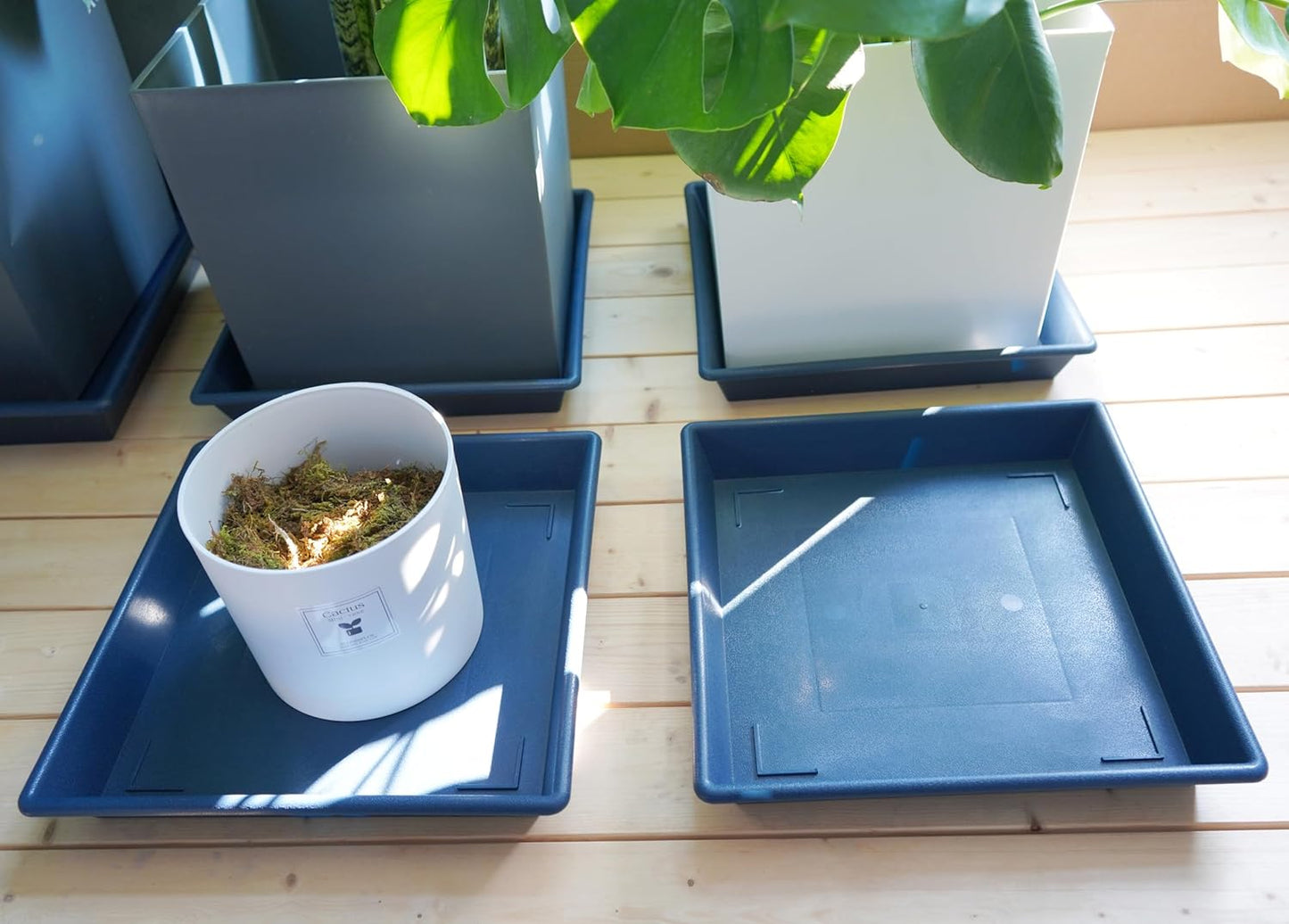 Square Plant Saucer 18 Inch 2 Pack, Large Plant Trays for Pots Heavy Duty Plastic Plant Saucers for Indoors Outdoors, Flower Pot Plant Drip Trays No Holes Plant Lover Gardening Gifts