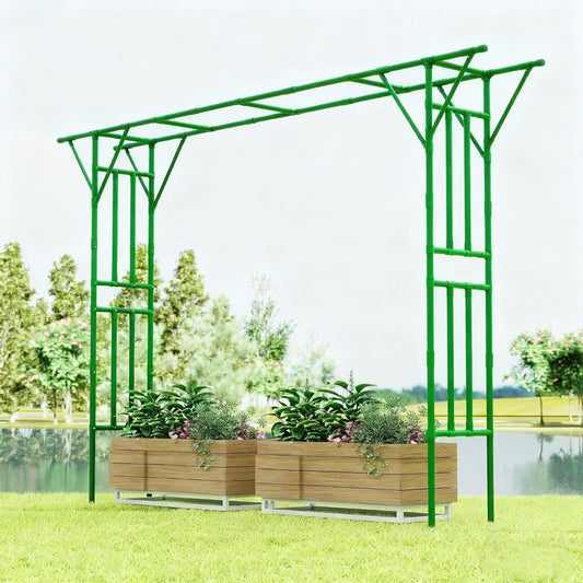 Flat Top Garden Arch Trellis 11FT x 9FT, Extra Large Garden Trellis for Climbing Plants Outdoor, 141.7in x 108in PE-Coated Metal Arbor Archway Trellis for Roses,Wisteria,Wedding,Patio Decoration Green