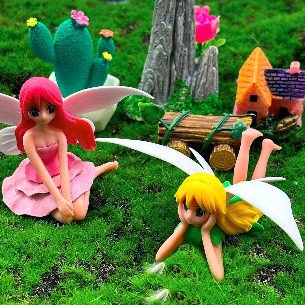 Miniature Fairy Figurines - 4Pcs Small Flower Fairies Ornaments Resin Mini Fairy Figurines Tiny Elf for DIY Fairy Garden Flower Pot Bonsai Micro Landscapes Craft Decoration Accessories (purple)