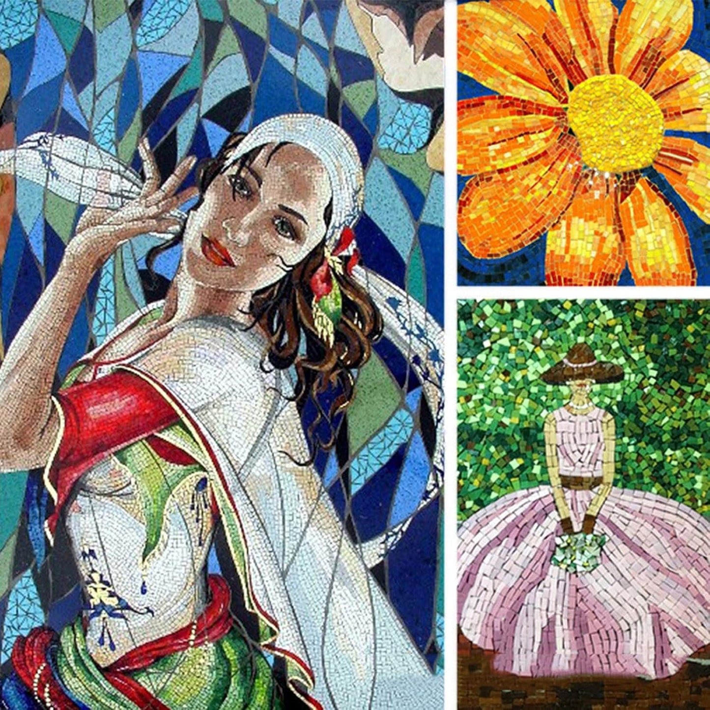 Mosaic Tiles 270 Pieces / 200 g Pack of Colored Mica Glass Mosaic Tile Supplies for Home Decoration, DIY Crafts, Plates, Picture Frames, Flowerpots – 1x1 cm Square Tiles (Peacock)