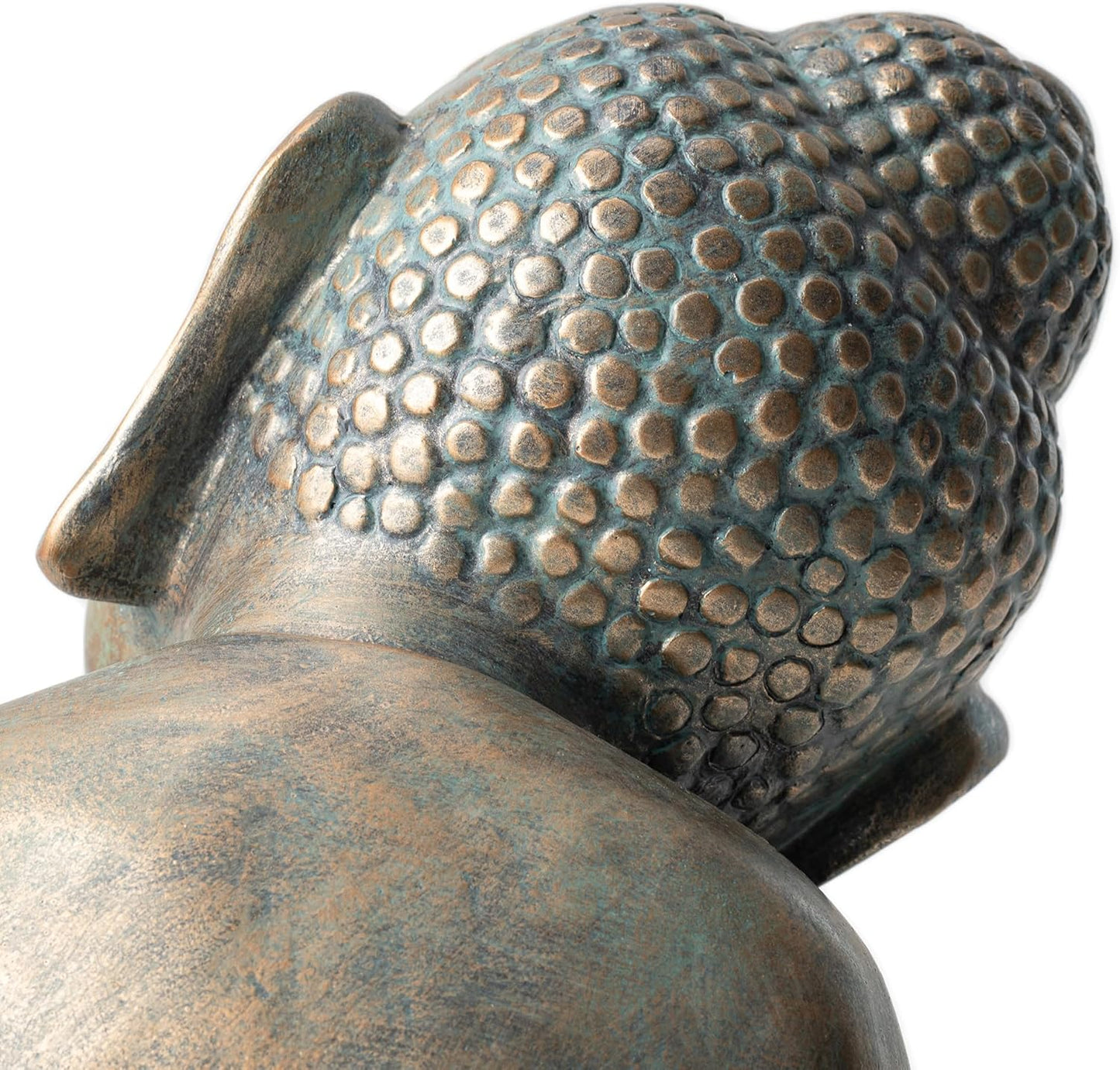 Glitzhome MGO Faux Bronze Resting Buddha Garden Statue Indoor and Outdoor Sculpture Decoration, 18" H