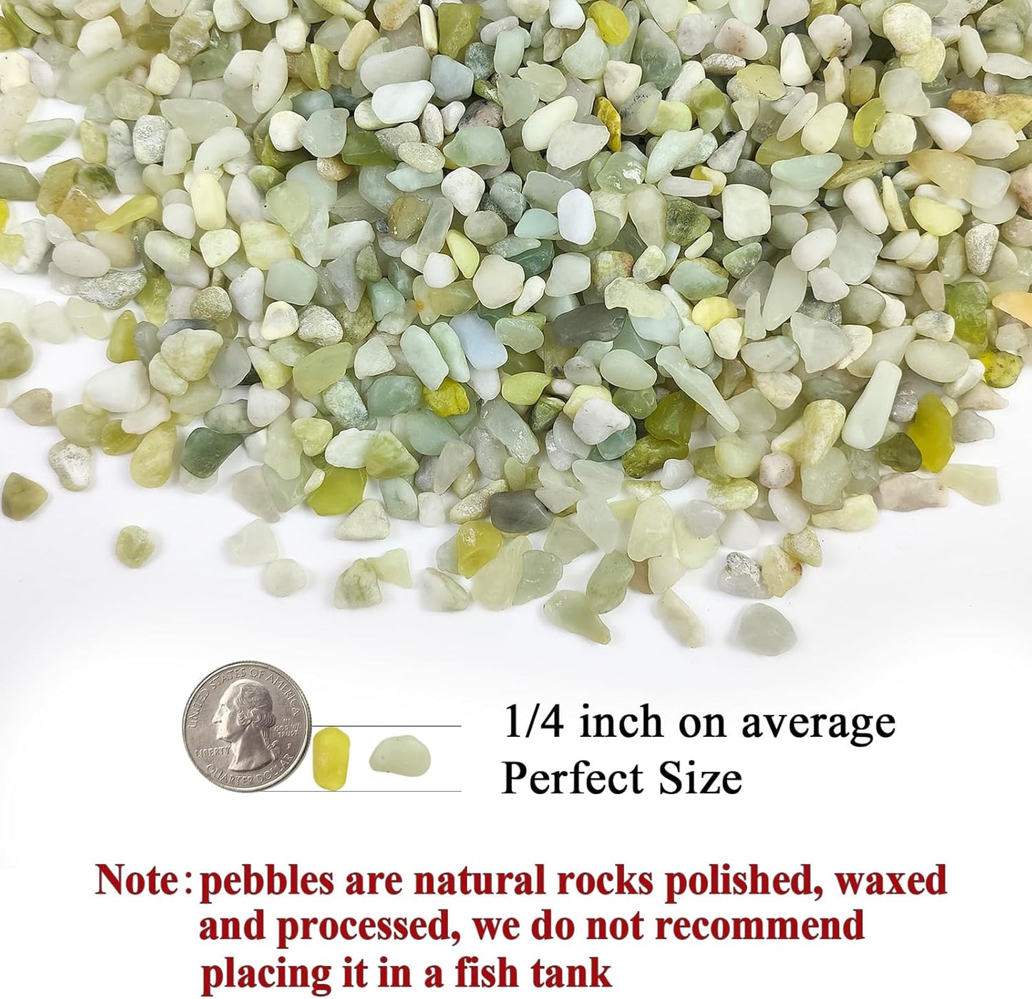 10 lbs Pebbles for Landscaping,1/4 Inch Polished Green Pea Gravel Small Rocks for Plants, Succulents, Cactus, Vases, Terrarium and Outdoor Gardening