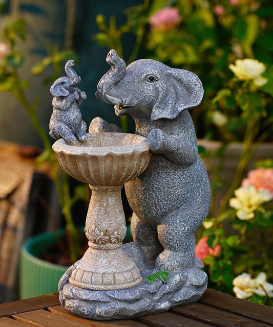 Garden Elephant Statues for Bird Bath: Outdoor Sculptures for Lawn Patio Yard Balcony Porch - Unique Gifts for Mother Grandma