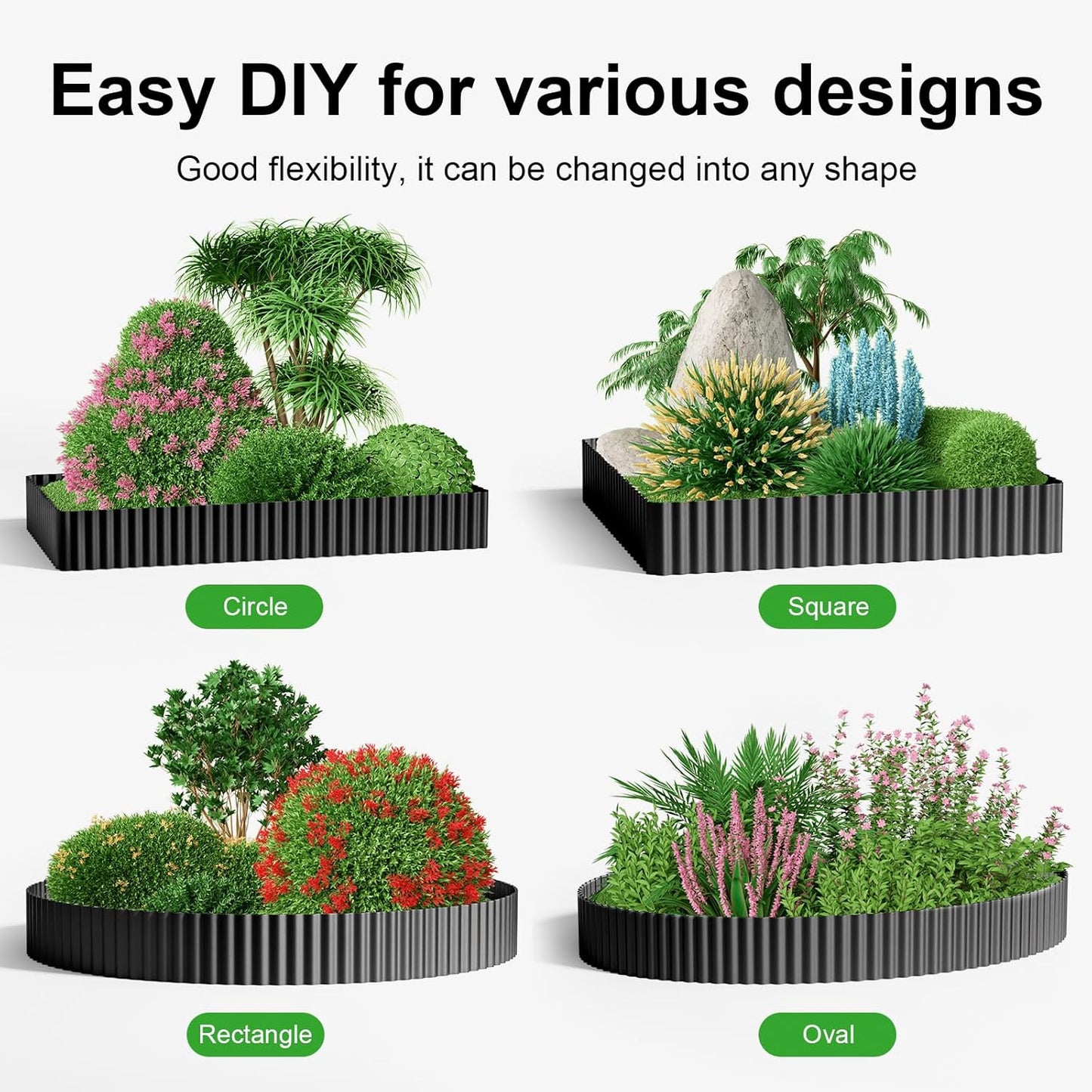 Land Guard Corrugated Garden Edging Border, 6" x 100' Landscape Paver Edging, Tall Landscape Edging, Fence for Garden, Flower Bed, Lawn and Landscape Edging (Glossy Black)