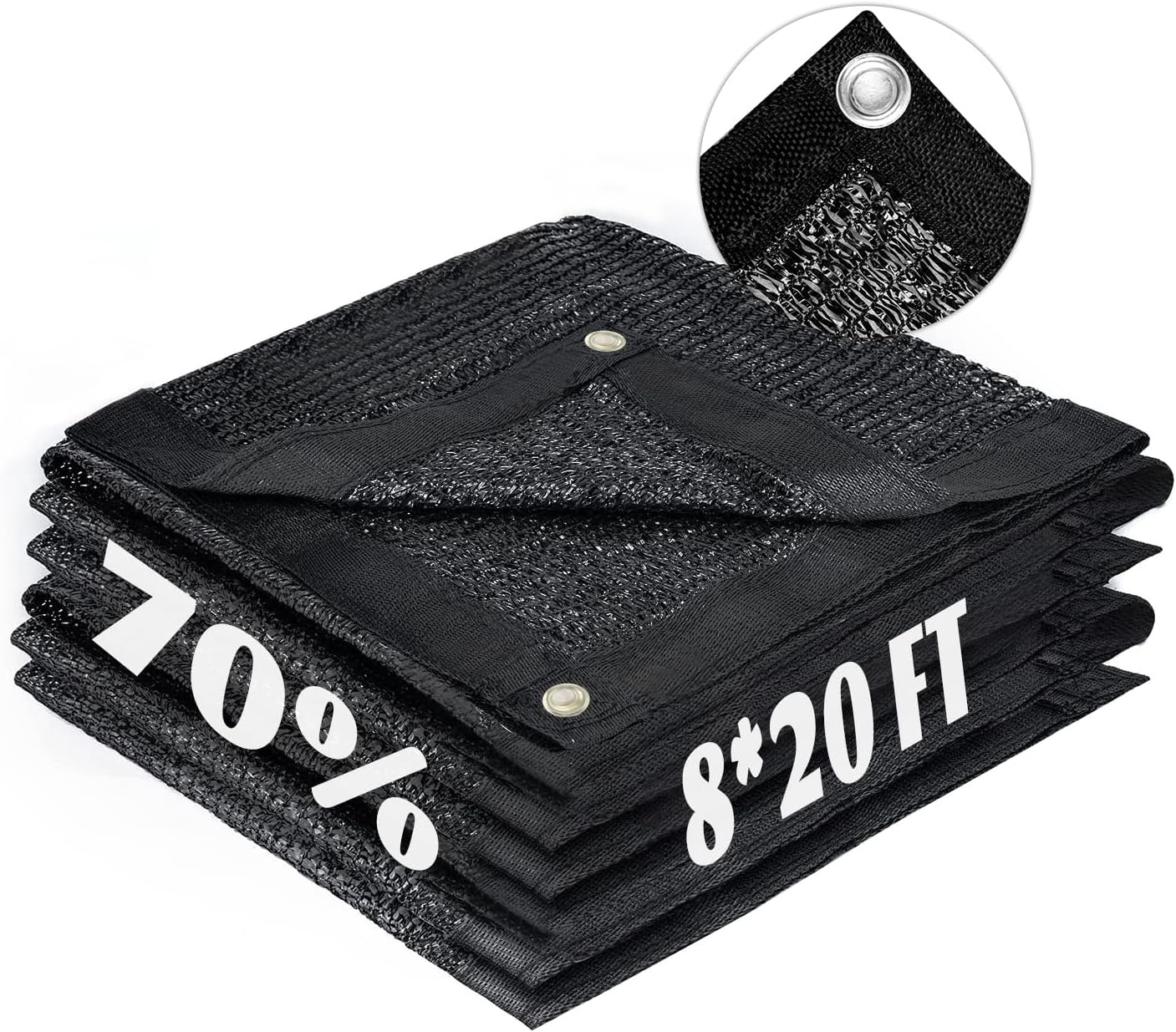 LOVE STORY 8x20FT 70% Black Shade Cloth Sun Shade Net with Grommets Sunblock Net Mesh Tarp for Garden,Plants Cover,Greenhouse and Patio
