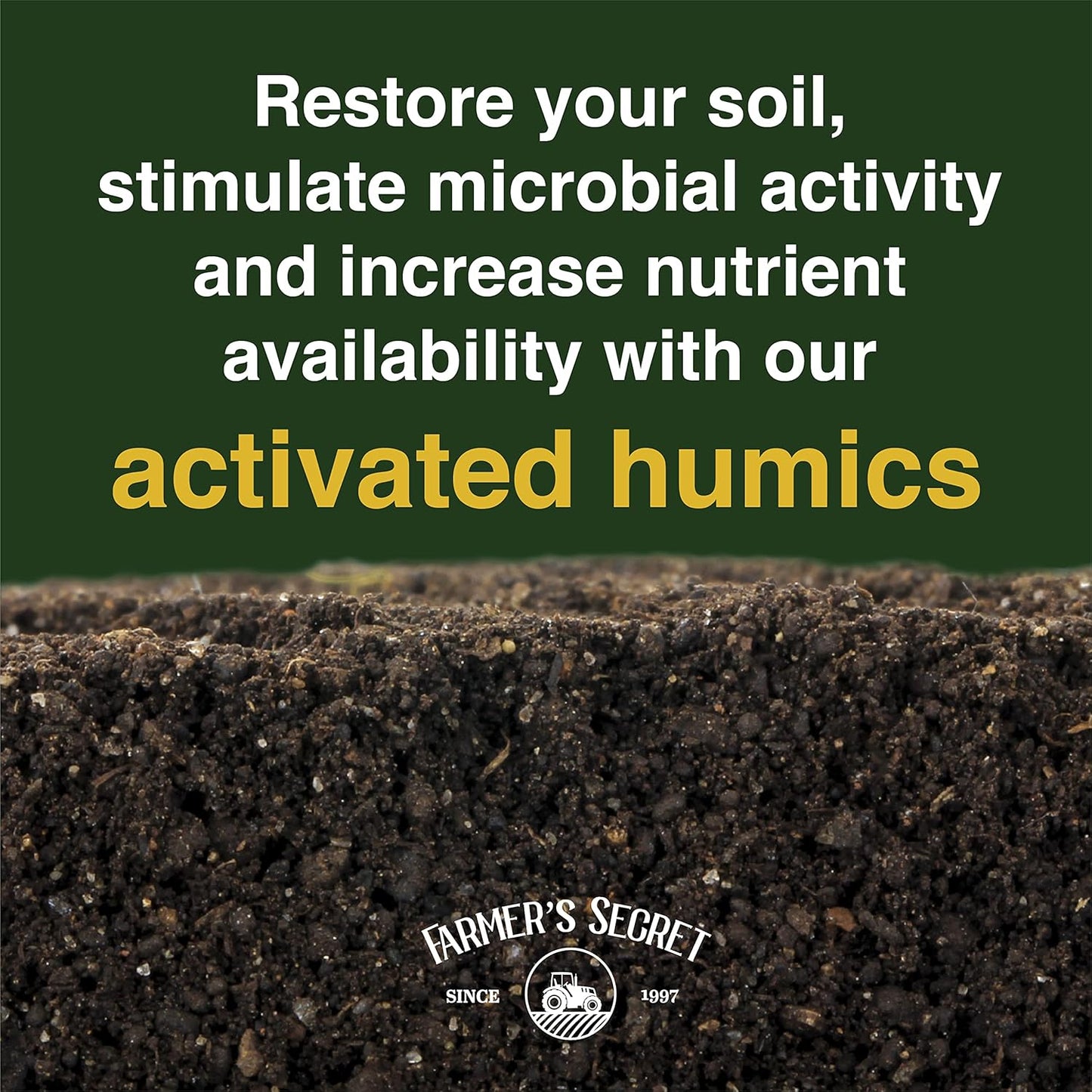 Farmer’s Secret Soil Revitalizer (32oz) - Organic (OMRI Listed) Dirt Health Booster - Liquid Compost Soil Amendment - Activated Humic Acid - Great for Fall Application