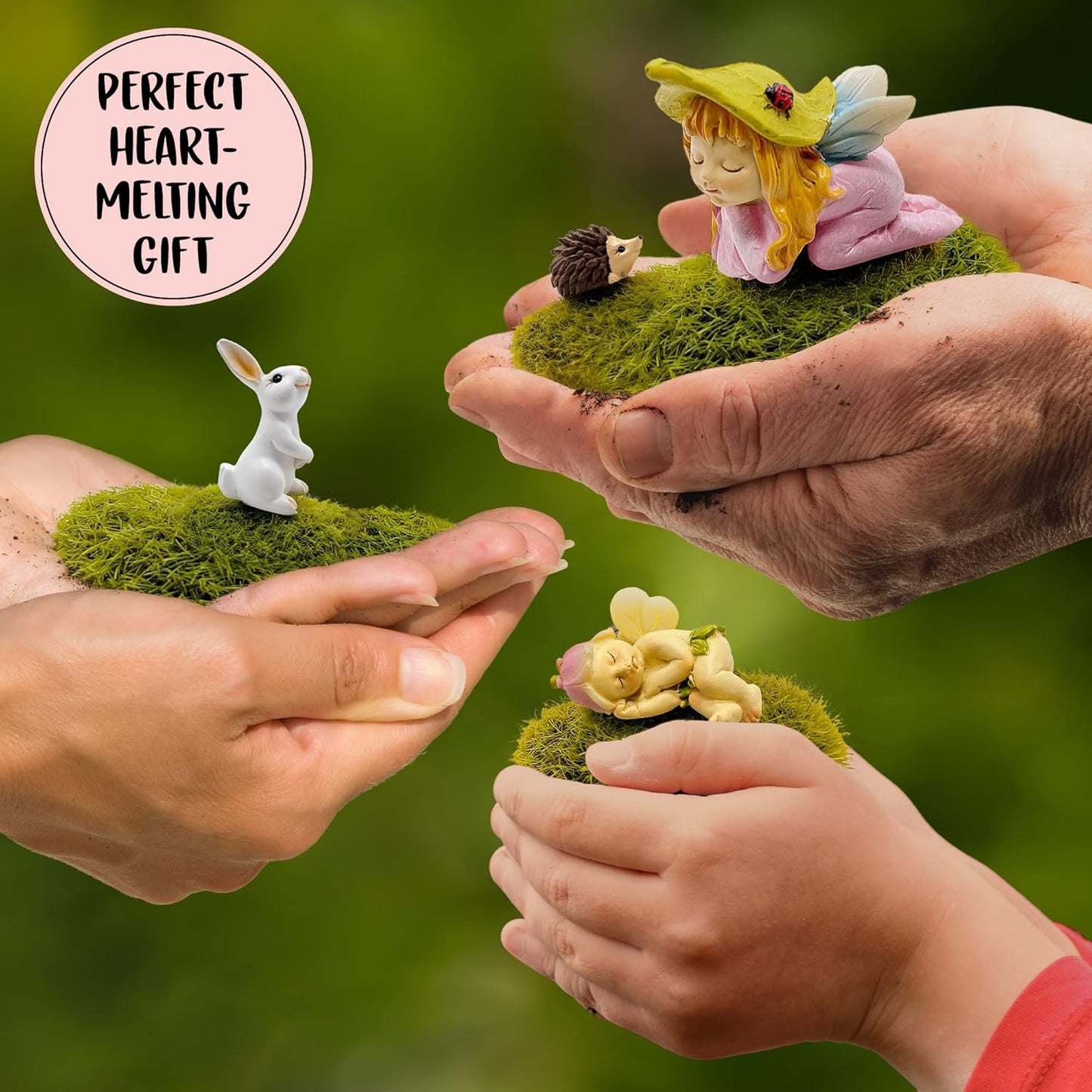 WILD PIXY Baby Miniature Fairy Garden Set – Springtime Fairy Accessories Kit with Gorgeous Fairies and Animals, Indoor/Outdoor Figurines in Designer Gift Box, Perfect for Garden Decor