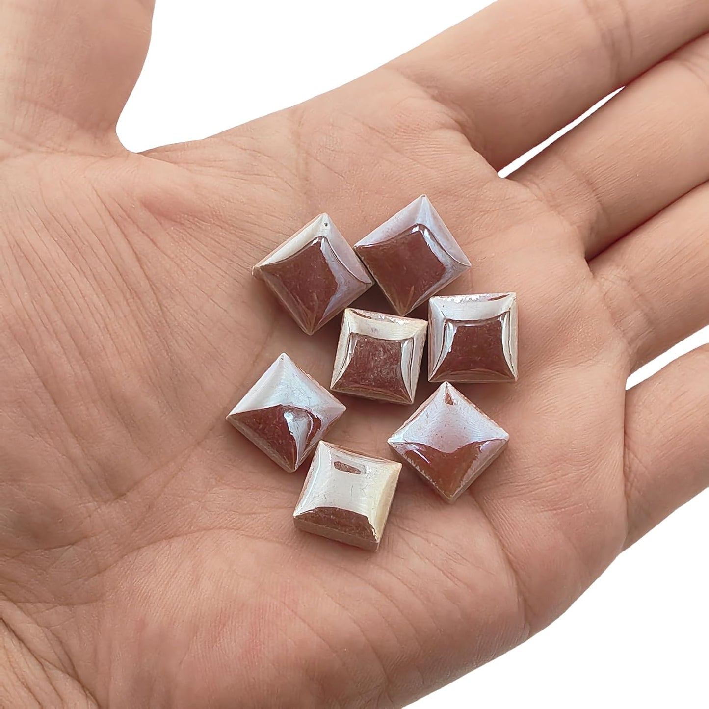 500g/1.1lb Random Color Irregular Ceramics Mosaic Tiles,DIY Making Creative Ceramic Mosaic Tiles for DIY Craft Plates Flowerpots Vases Cups Mosaic Making Supplies (0.47“ Square Pearl Brown)