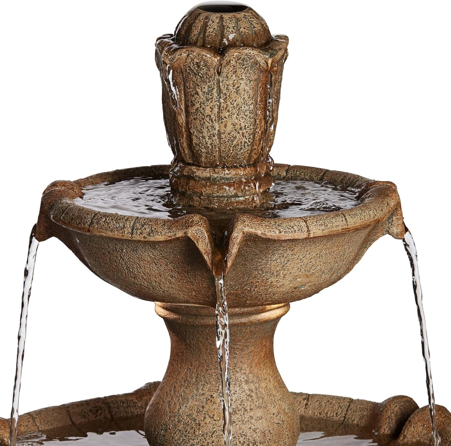 Arosco Modern Rustic Outdoor Floor Water Fountain with Light LED 43" High 3-Tiered Resin for Garden Patio Yard Deck Home Lawn Porch House Relaxation Exterior - John Timberland