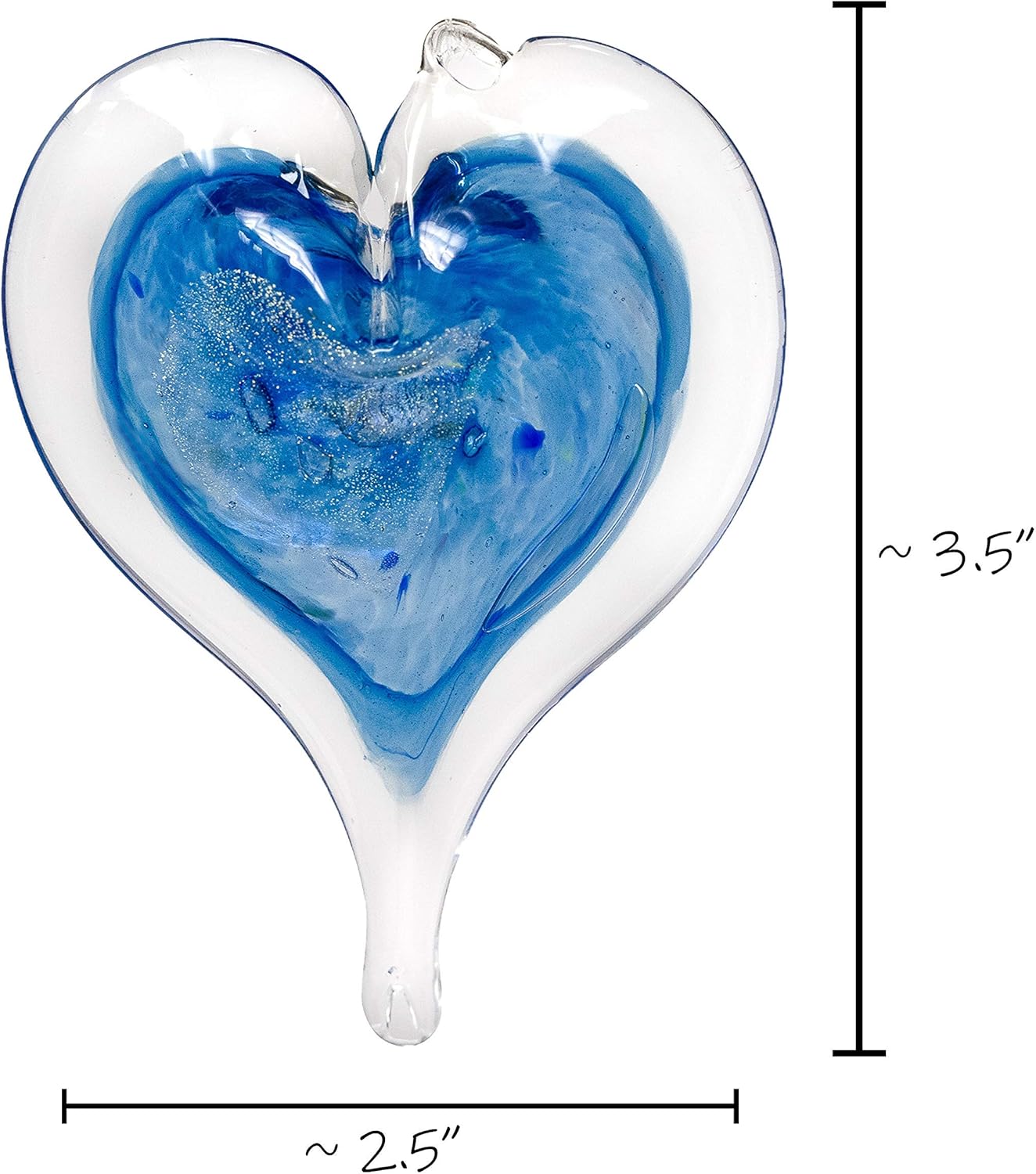 Luke Adams Glass Hanging Hearts – Hand Blown Glass Heart Ornament for Windows or Gifts – Colorful Blown Glass Hearts Decor (December - Zircron/Tanzanite)