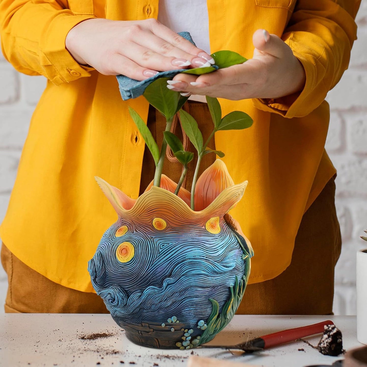 Flower Starry Sky Plant Pots - Flower Pots with Drainage Hole, Cute Unique Planter for Snake Plants/Cactus Indoor & Outdoor, Colorful Funny Room/Garden Art Decoration